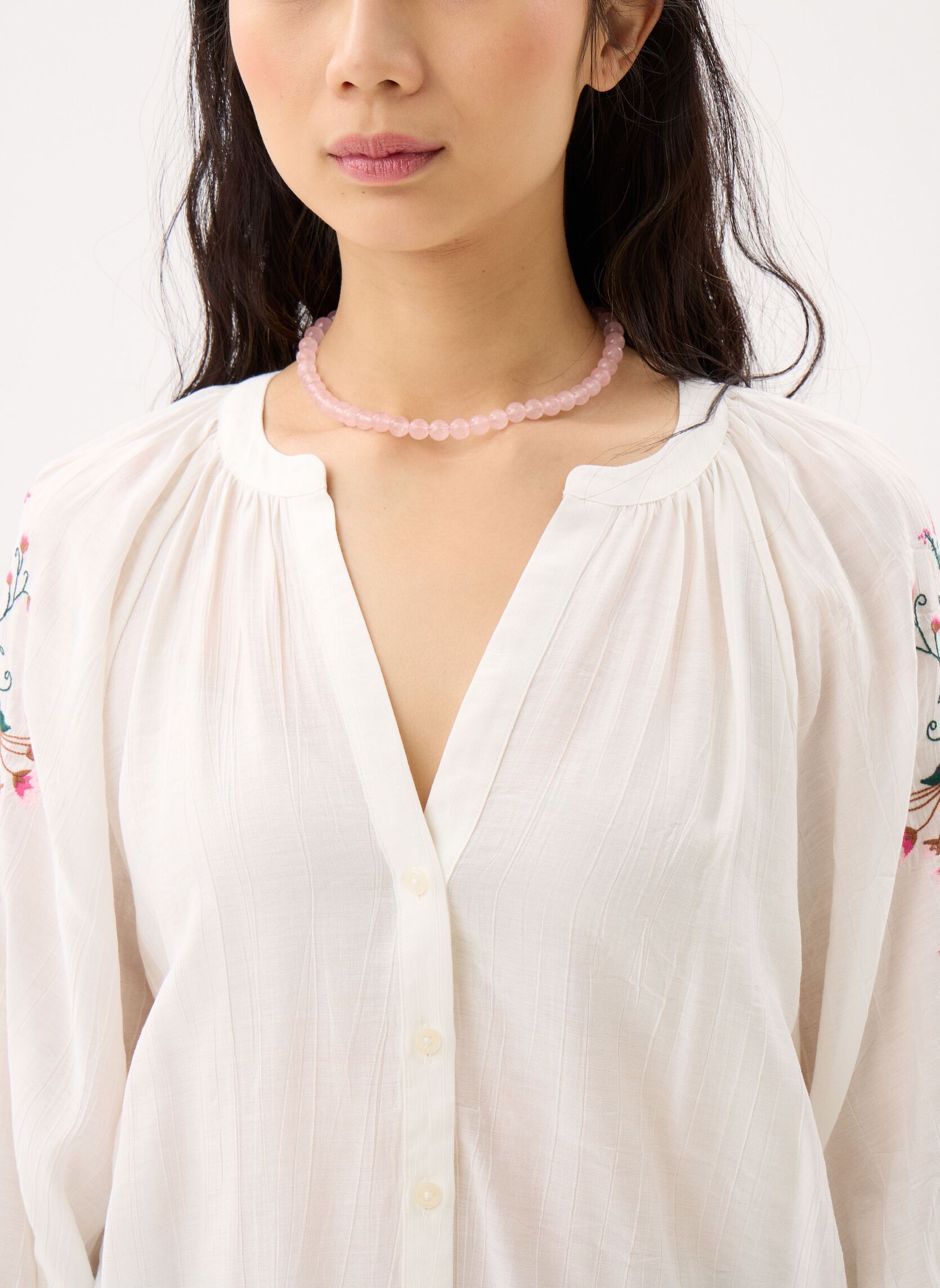Langarm-Blusen Blus Roman damen weiß Desigual Langarm-Blusen Blus Roman damen weiß Blanc