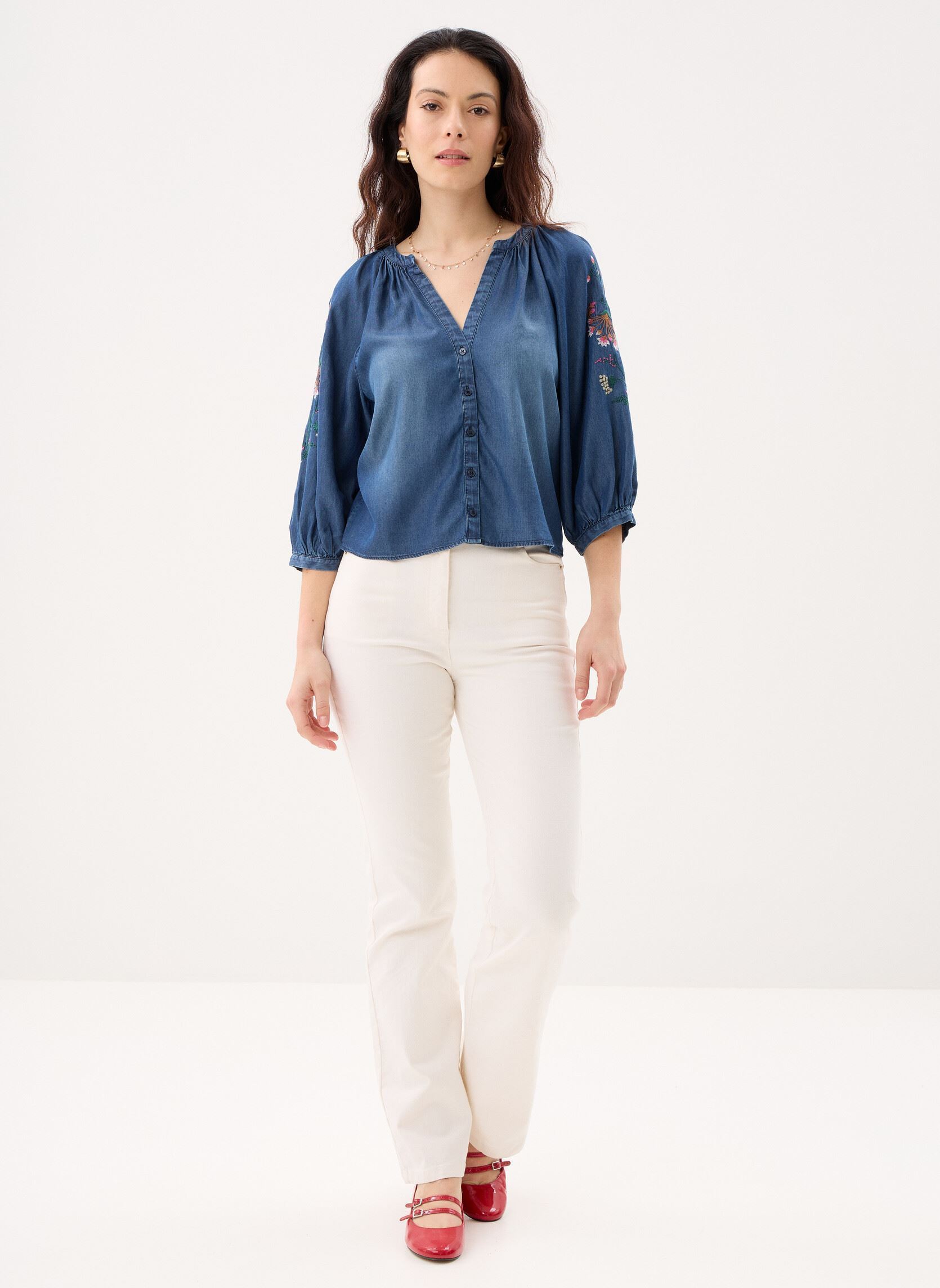 Blusen Blus Chambre damen blau Desigual Blusen Blus Chambre damen blau Bleu