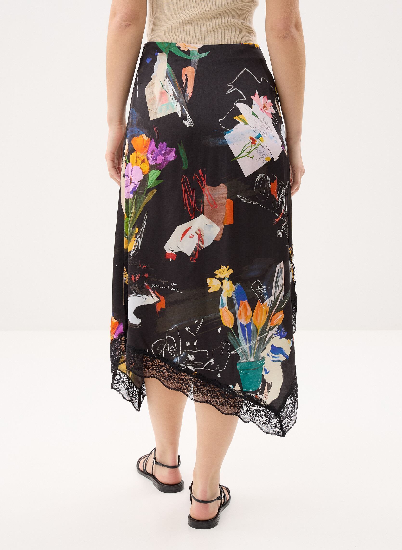 Jupes mi-longues Fal Vent Arty femme noir Desigual Jupes mi-longues Fal Vent Arty femme noir Noir