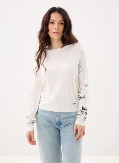 Desigual Pulls Jers Marquette femme blanc