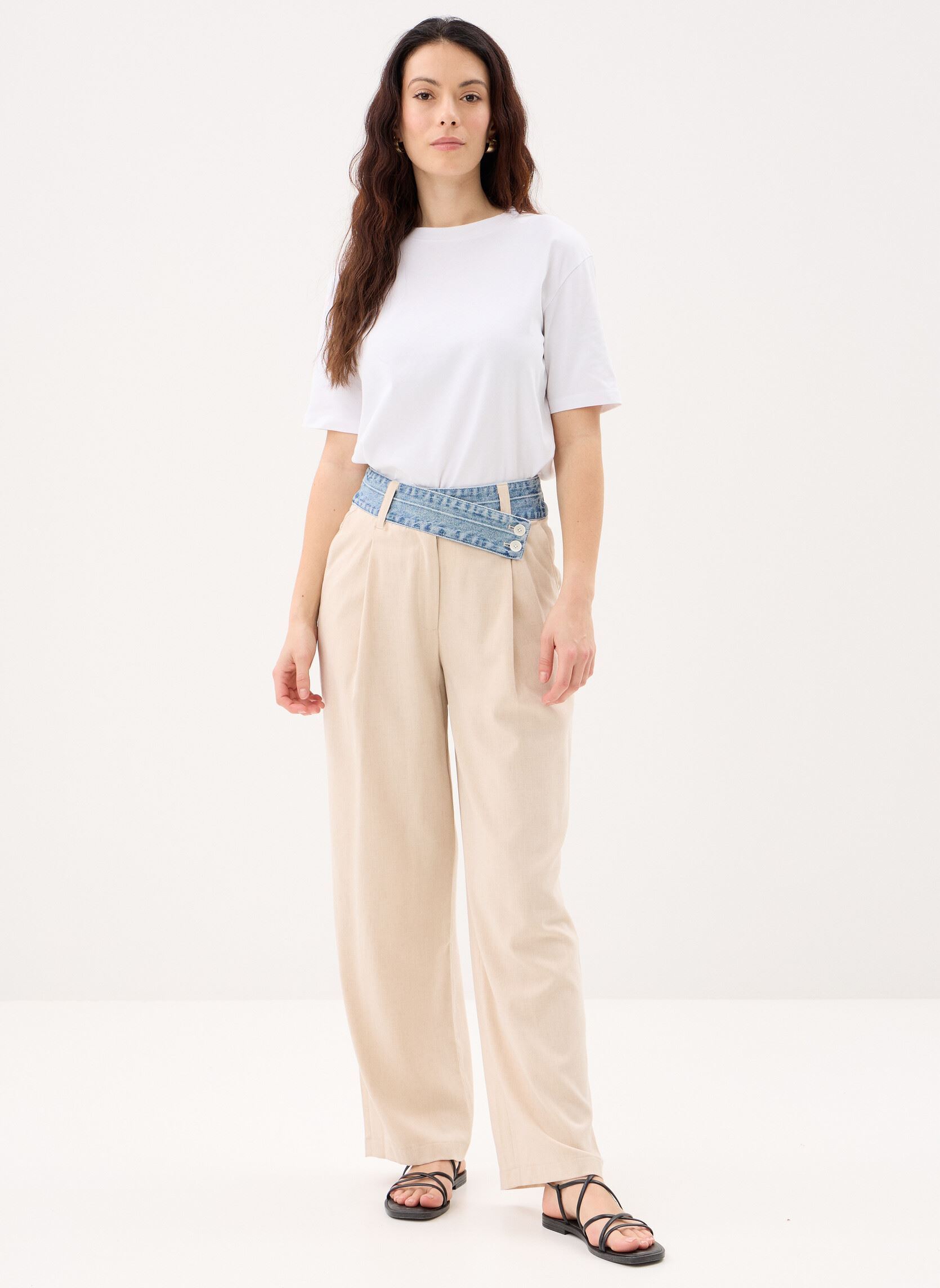 Wijde broeken Pant Isis dames beige Desigual Wijde broeken Pant Isis dames beige marron