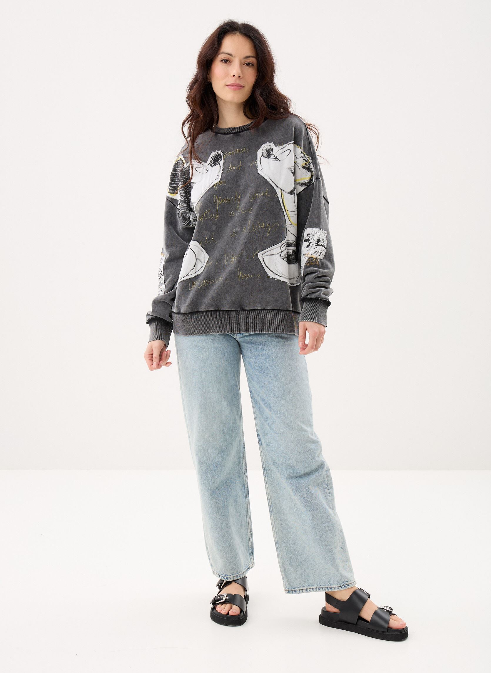 Hoodies Sweat Kiss Mickey dames zwart Desigual Hoodies Sweat Kiss Mickey dames zwart Noir