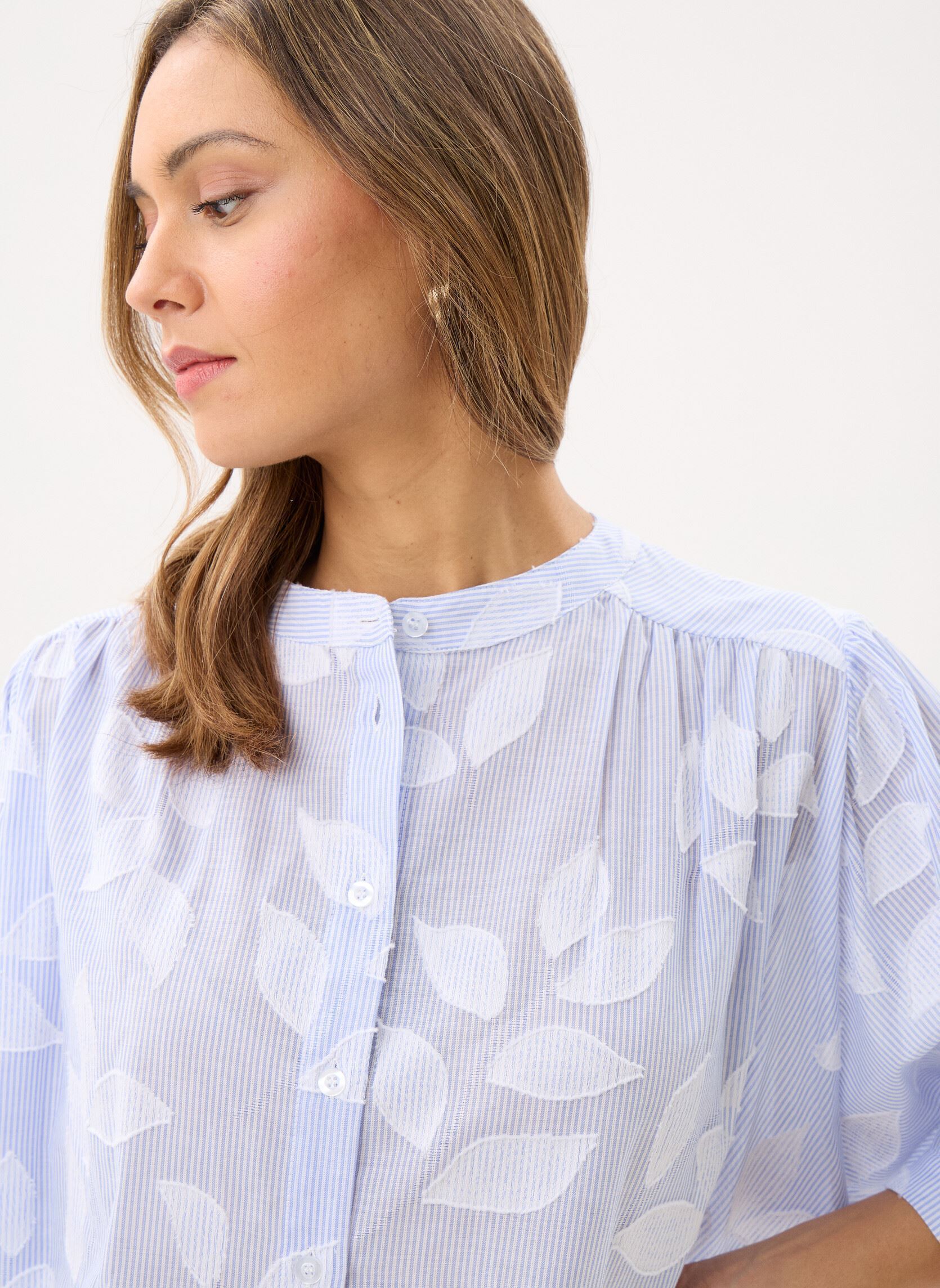 Chemises manches longues FL-CH-DOUWINA-J femme bleu La Fée Maraboutée Chemises manches longues FL-CH-DOUWINA-J femme bleu Bleu ciel