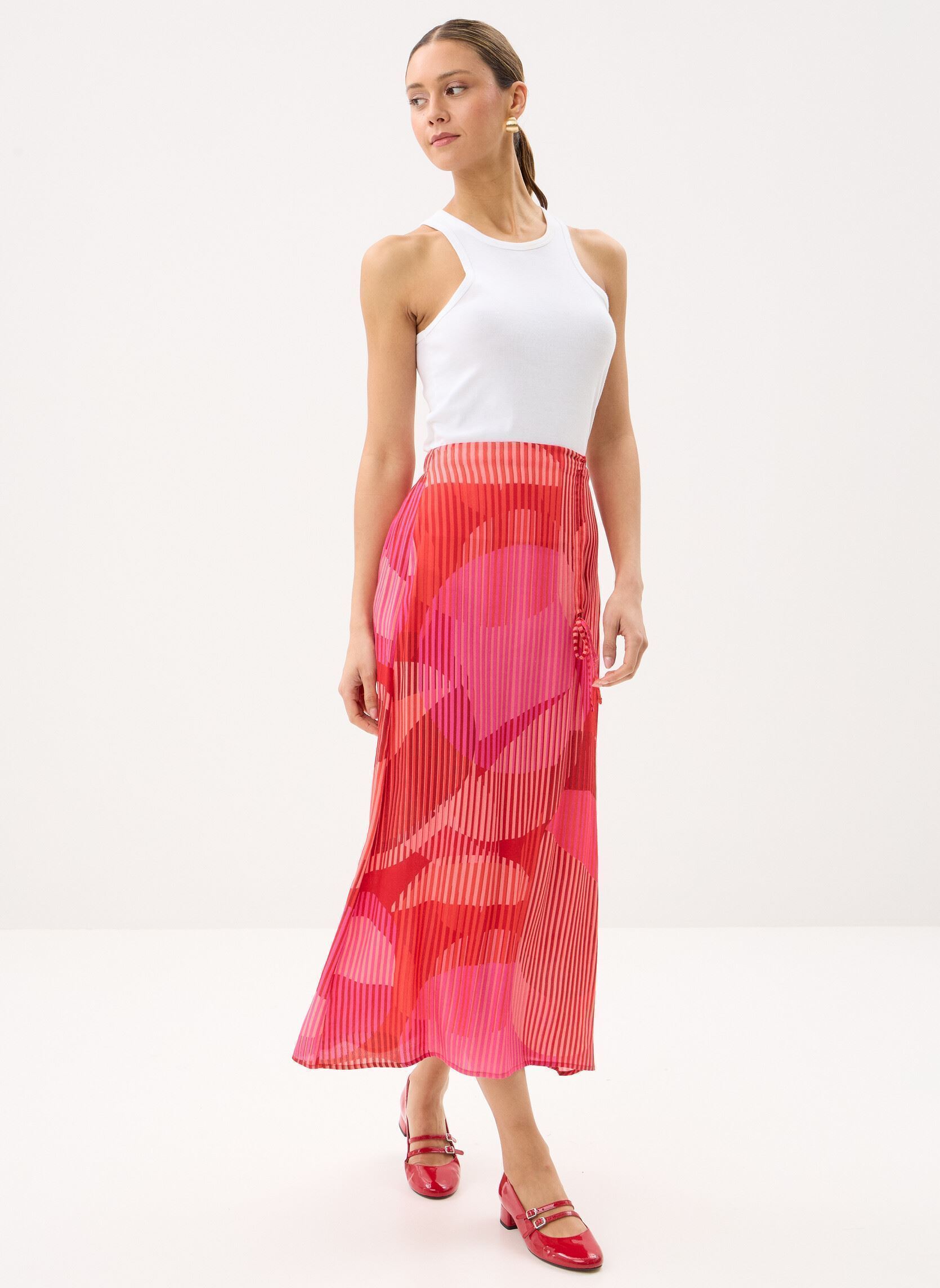 Jupes mi-longues FL-JU-SUBLIM-K femme multicolore La Fée Maraboutée Jupes mi-longues FL-JU-SUBLIM-K femme multicolore Rouge