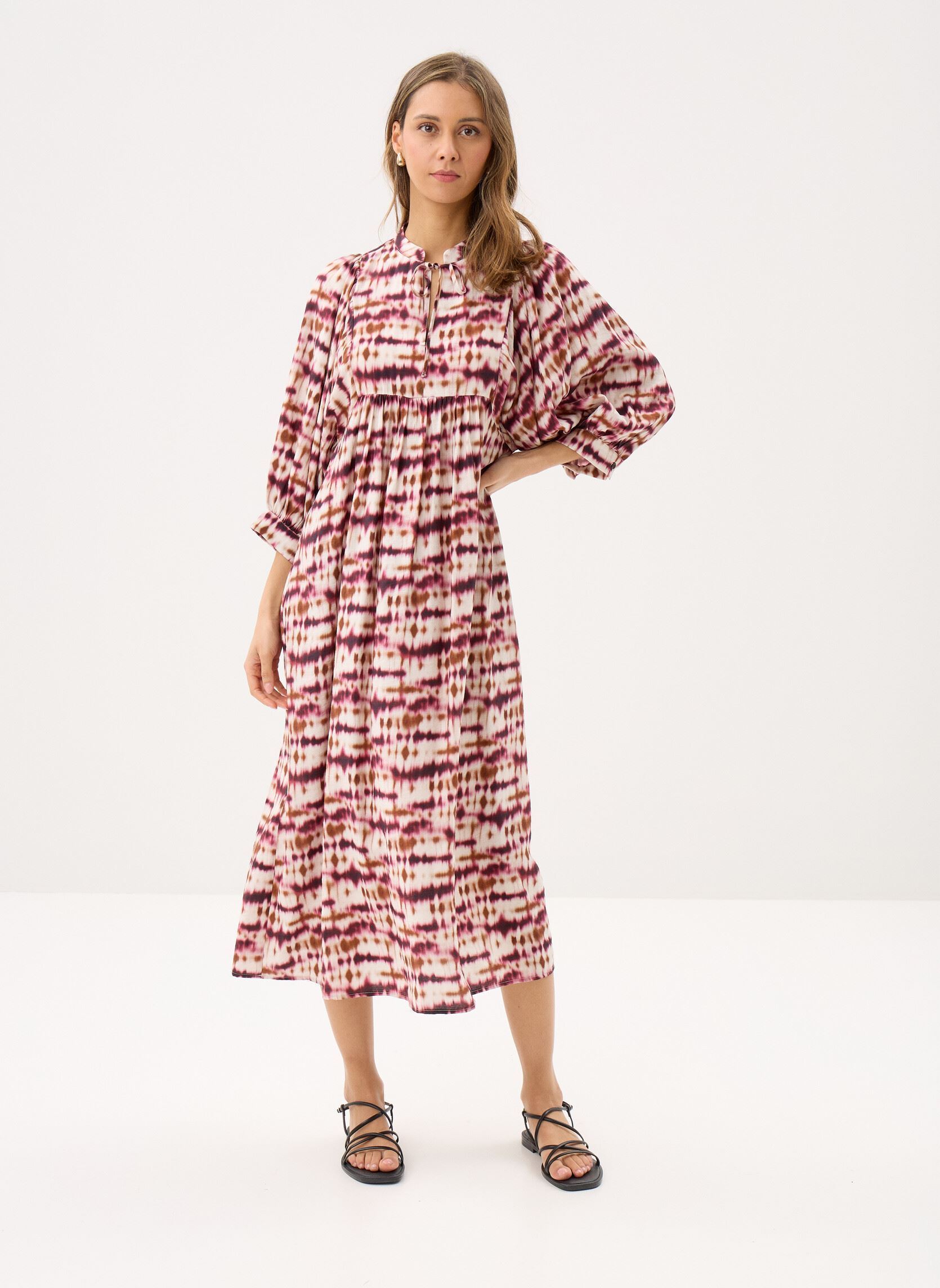 Robes longues FL-RO-DEMBA-C femme multicolore La Fée Maraboutée Robes longues FL-RO-DEMBA-C femme multicolore Ecru/Burgundy