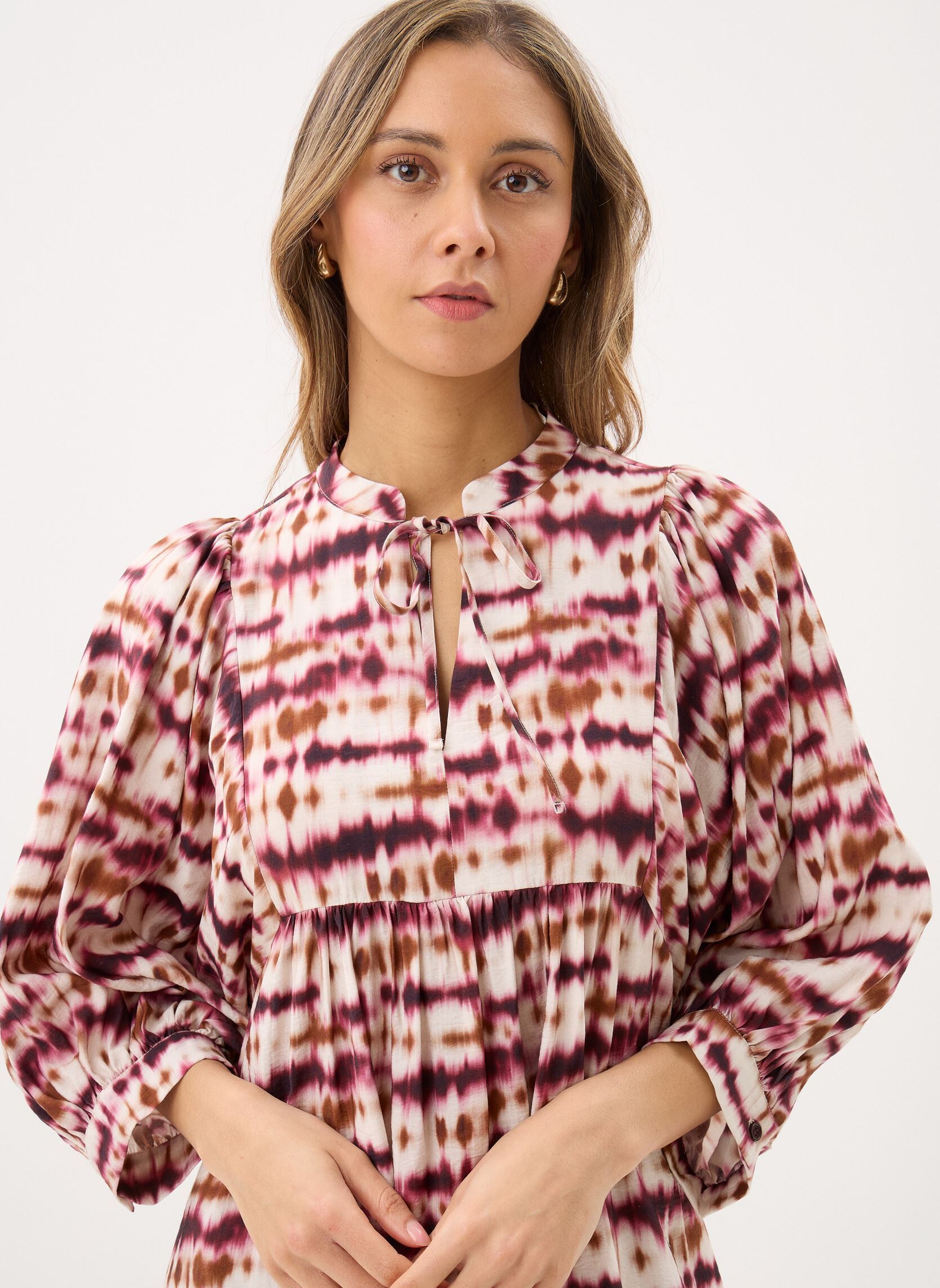 Robes longues FL-RO-DEMBA-C femme multicolore La Fée Maraboutée Robes longues FL-RO-DEMBA-C femme multicolore Ecru/Burgundy