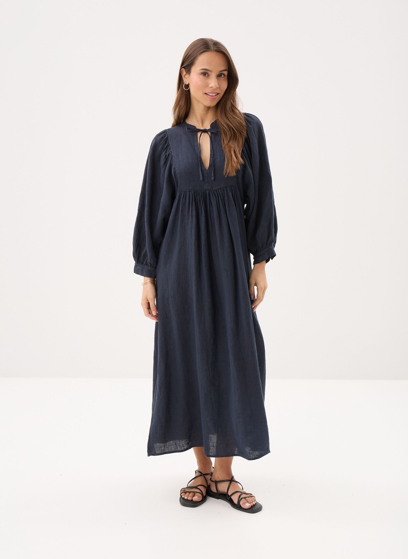 Robes longues FL-RO-DEMBO-L femme multicolore La Fée Maraboutée Robes longues FL-RO-DEMBO-L femme multicolore Bleu Encre