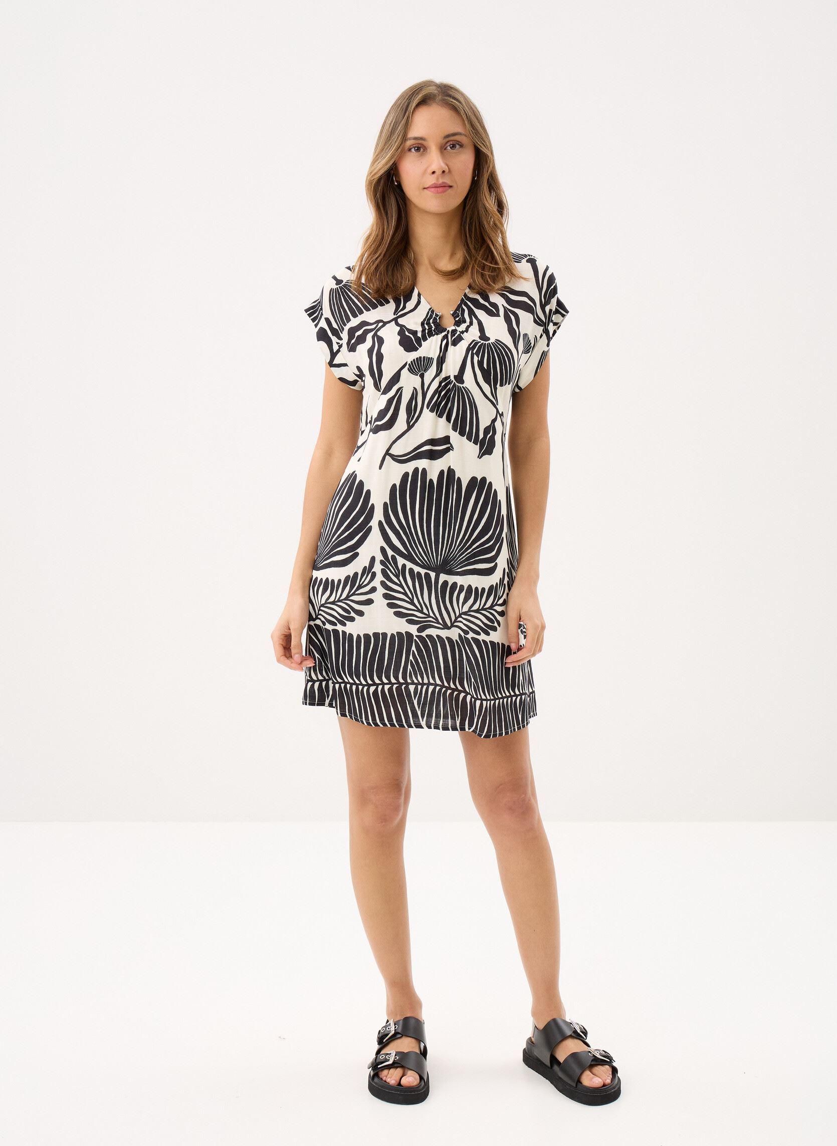 Robes FL-RO-FINE-C femme multicolore La Fée Maraboutée Robes FL-RO-FINE-C femme multicolore ecru-noir