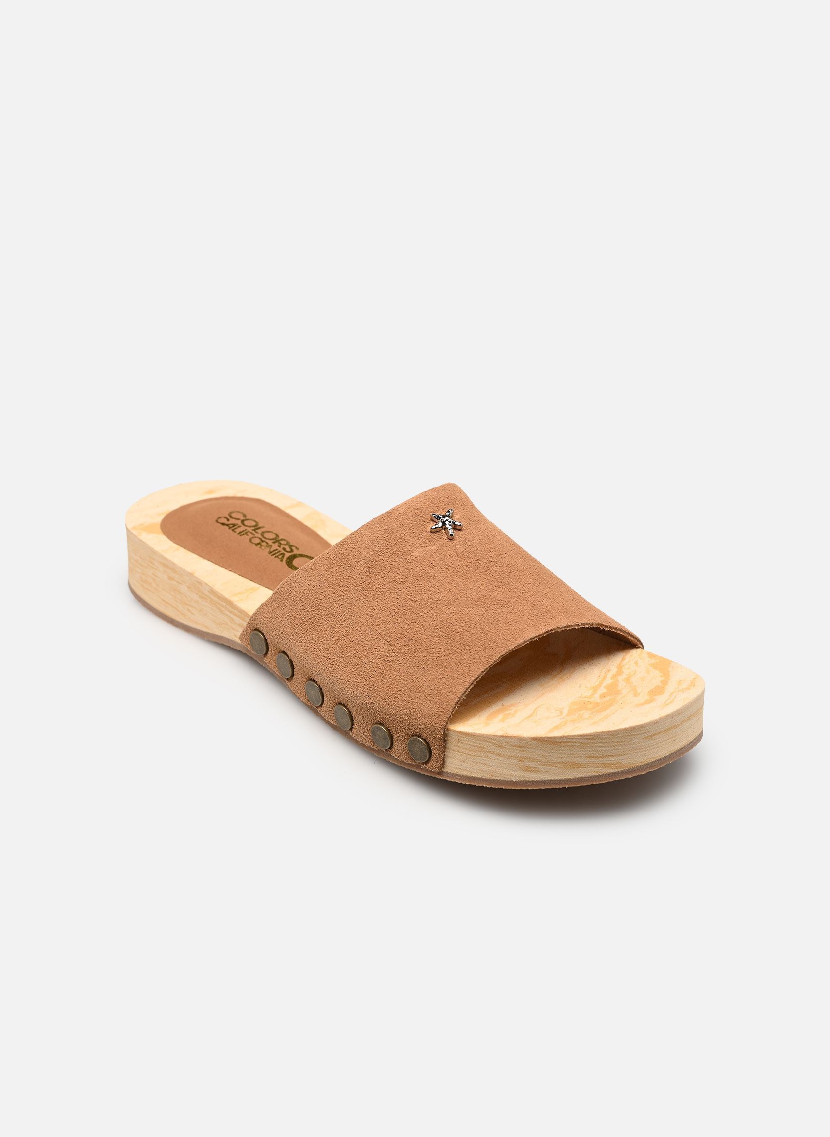 Pantoletten Cow suede clog damen braun Colors of California Pantoletten Cow suede clog damen braun TAN