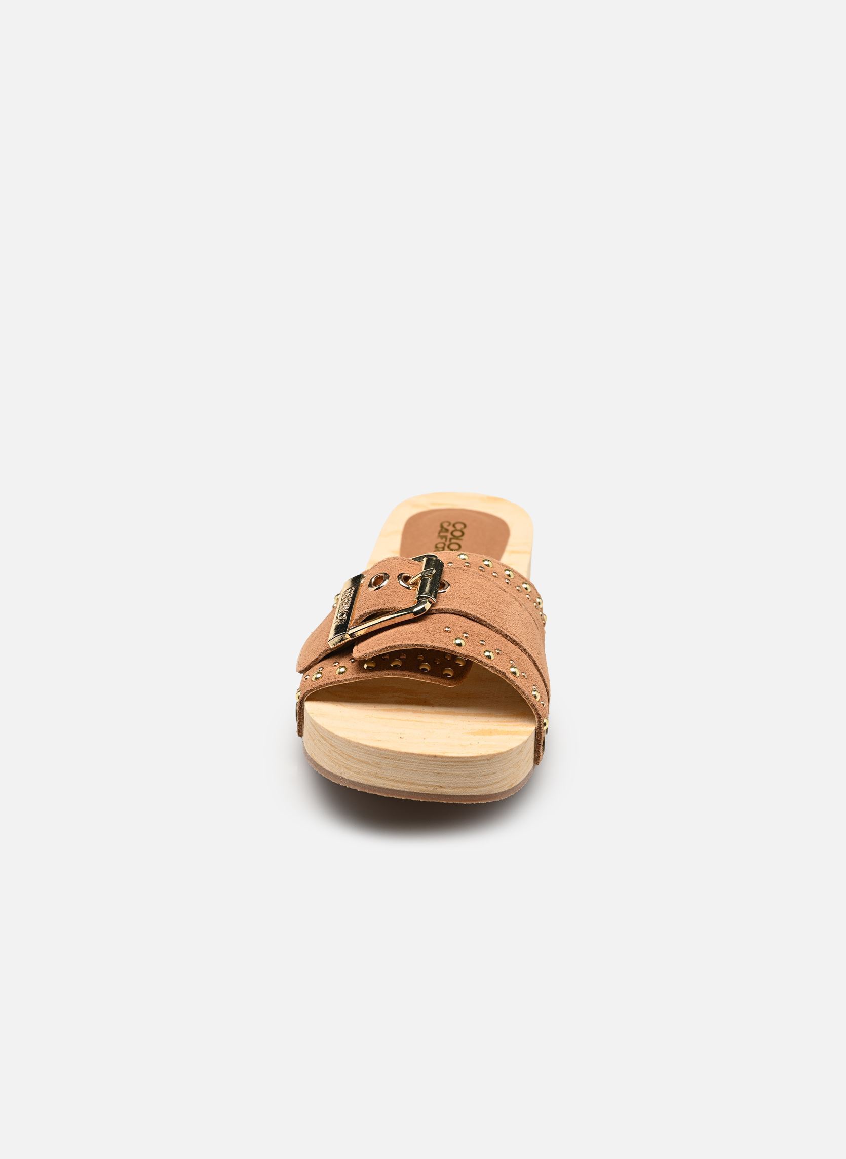 Mules Cow suede clog with studs femme marron Colors of California Mules Cow suede clog with studs femme marron TAN