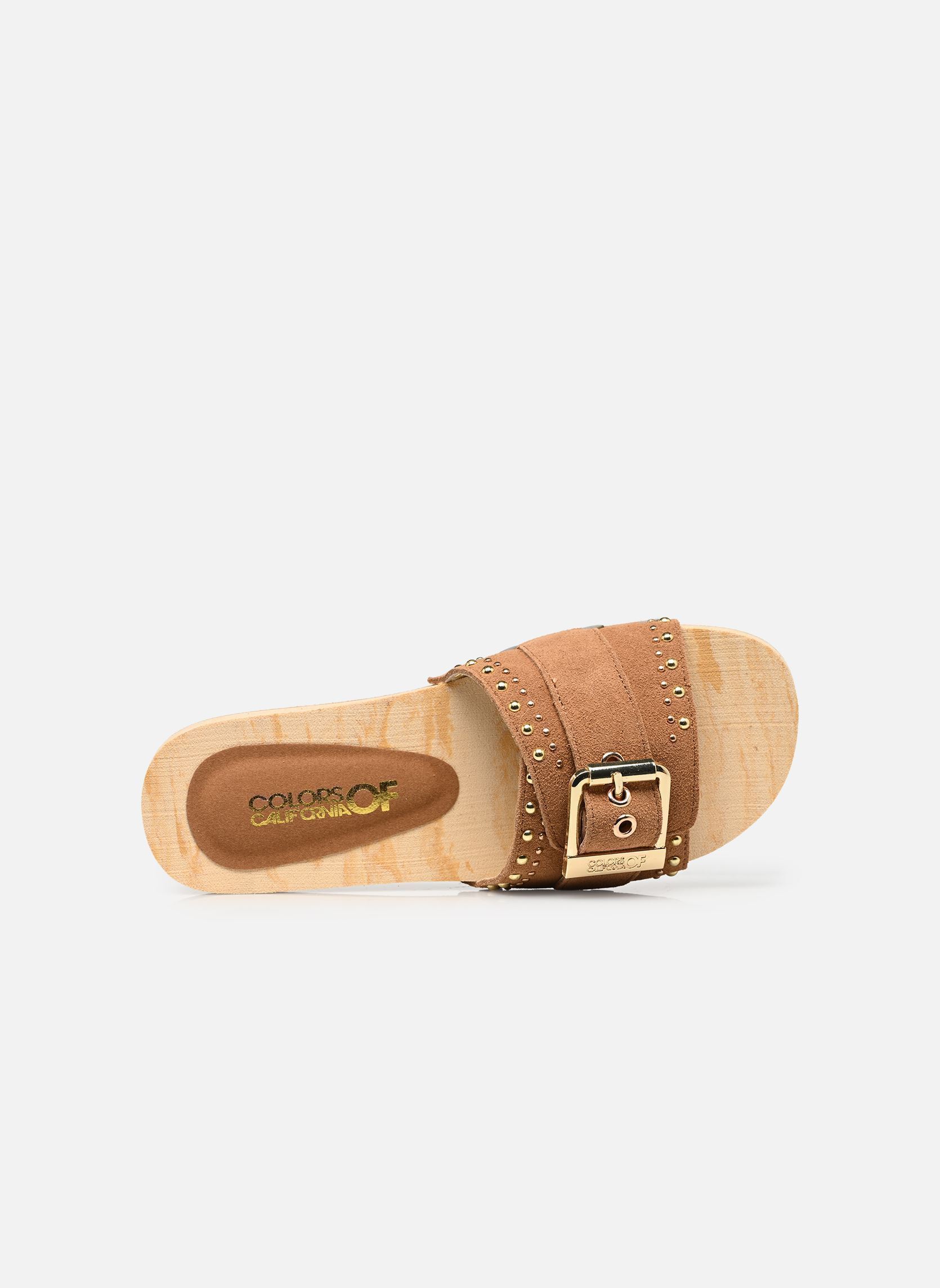 Mules Cow suede clog with studs femme marron Colors of California Mules Cow suede clog with studs femme marron TAN