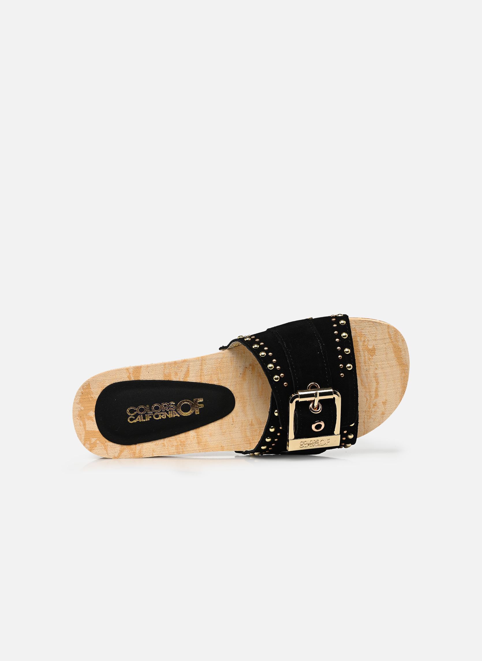 Mules Cow suede clog with studs femme noir Colors of California Mules Cow suede clog with studs femme noir BLACK