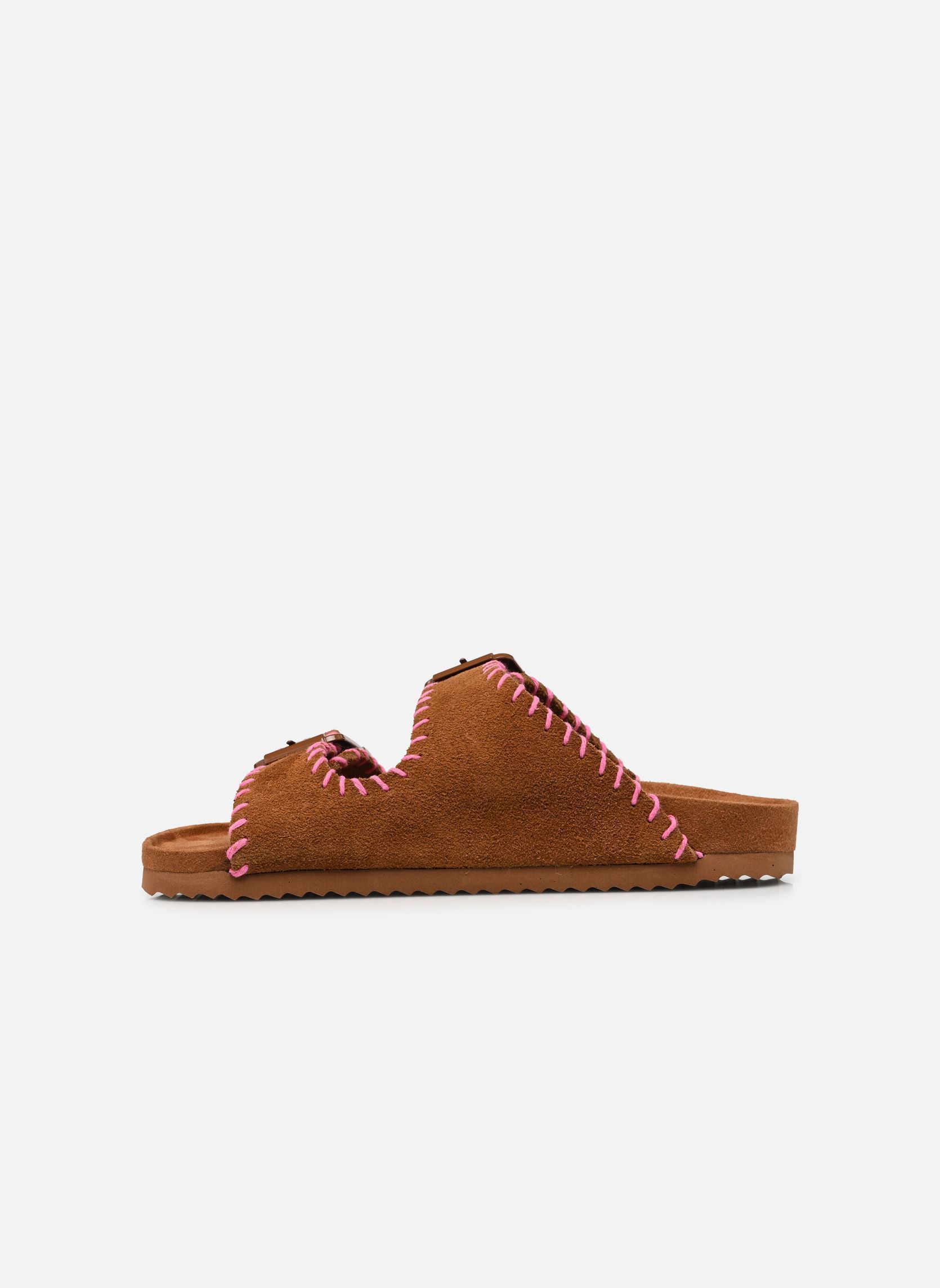 Pantoletten Suede sandal with stitchings damen braun Colors of California Pantoletten Suede sandal with stitchings damen braun TAN