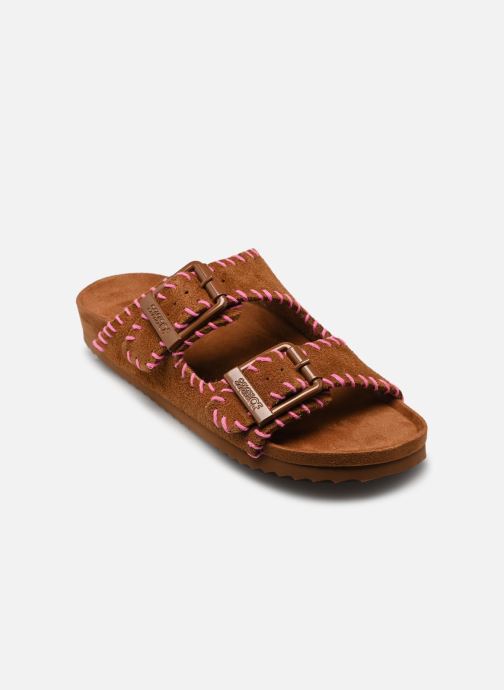 Colors of California Muilen Suede sandal with stitchings dames bruin