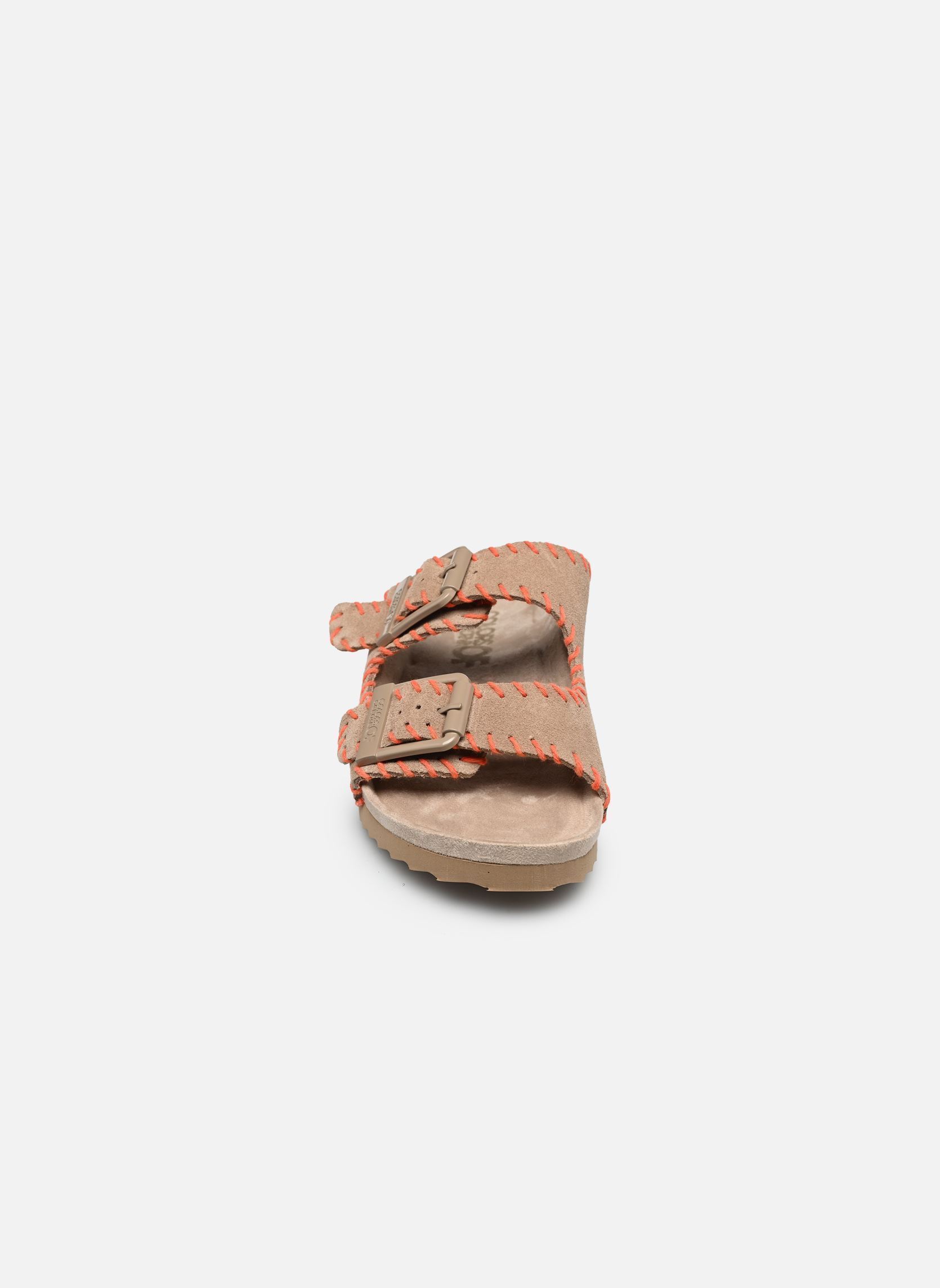 Pantoletten Suede sandal with stitchings damen beige Colors of California Pantoletten Suede sandal with stitchings damen beige MUD