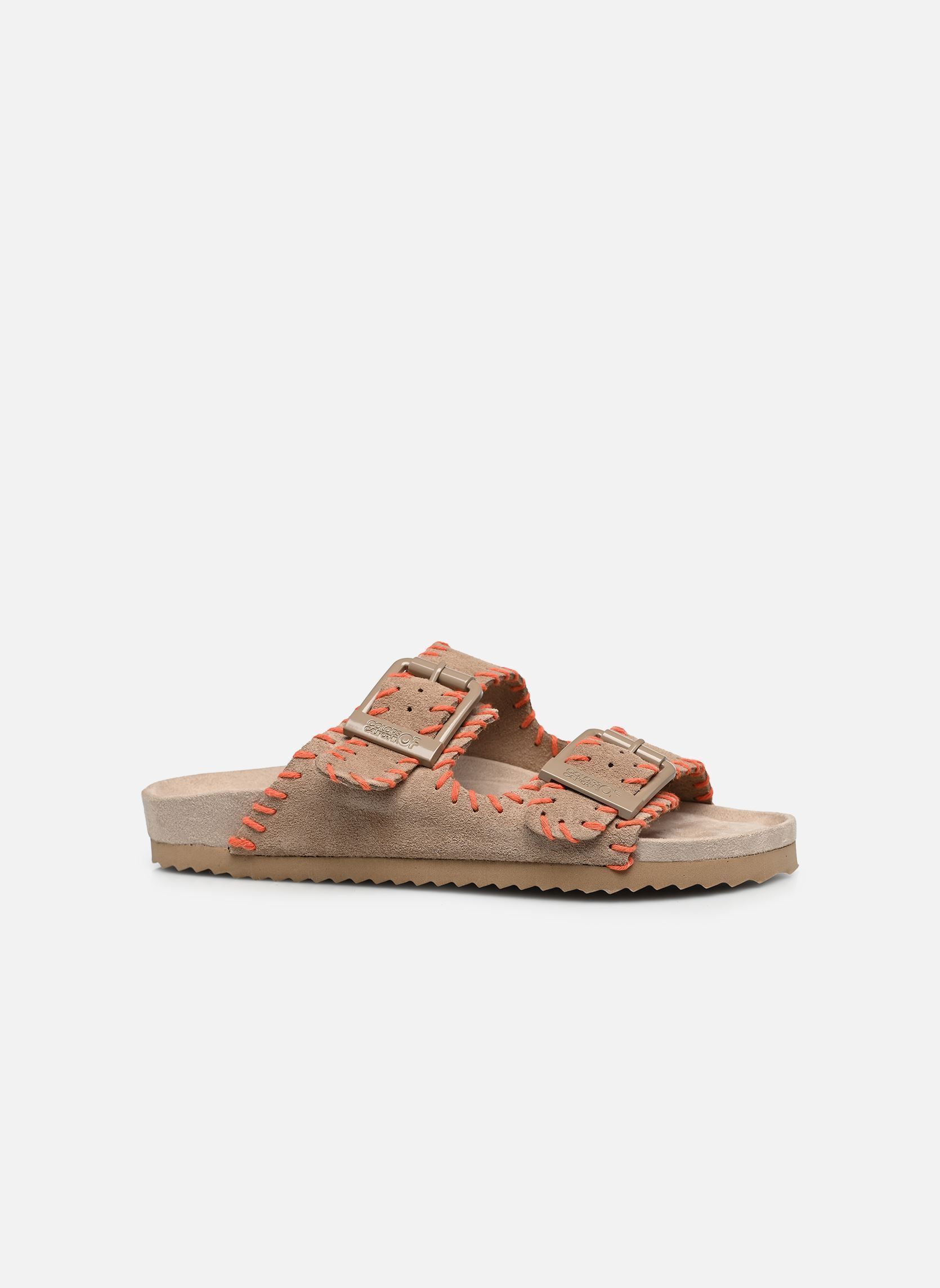 Pantoletten Suede sandal with stitchings damen beige Colors of California Pantoletten Suede sandal with stitchings damen beige MUD