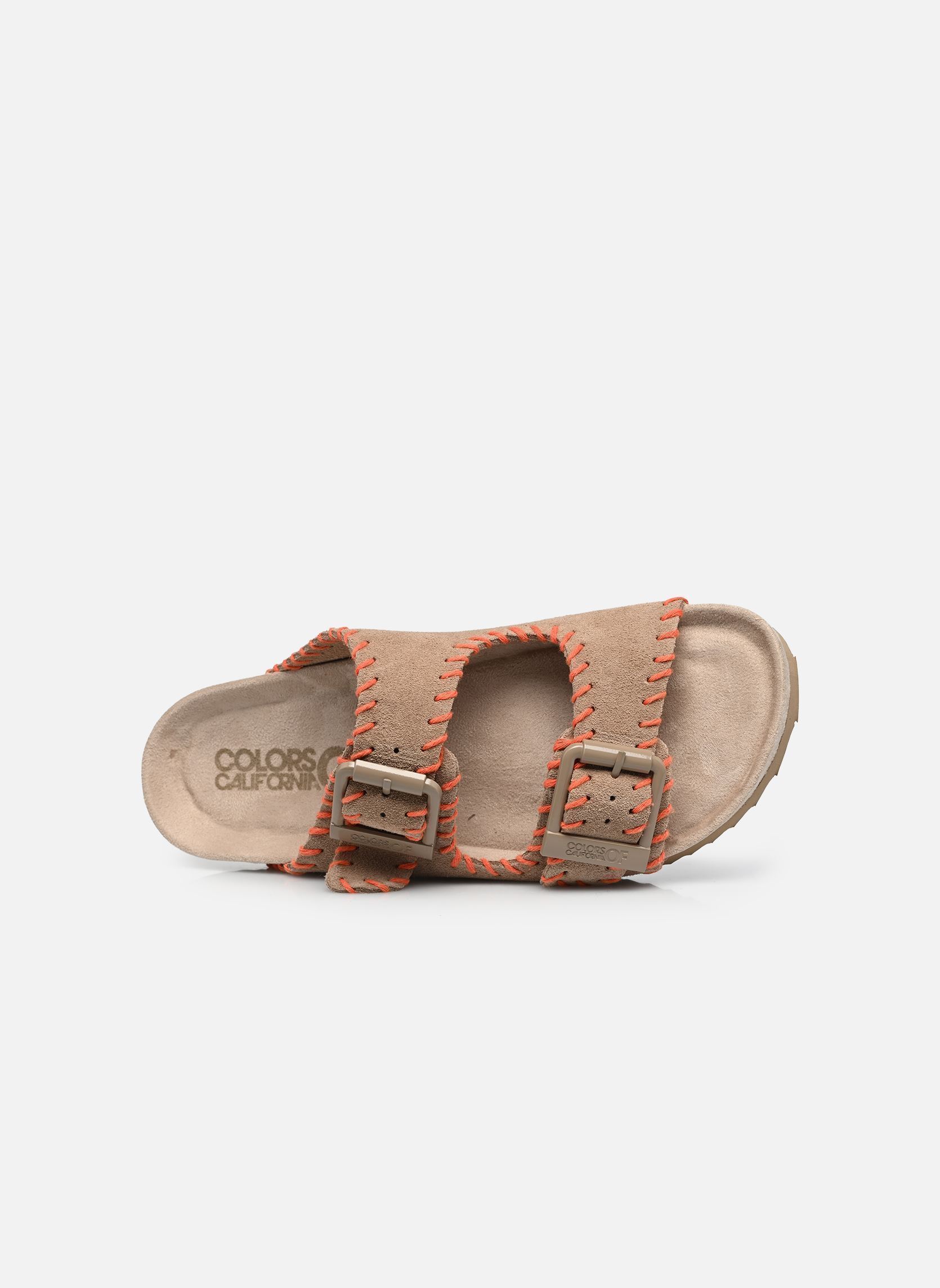 Pantoletten Suede sandal with stitchings damen beige Colors of California Pantoletten Suede sandal with stitchings damen beige MUD