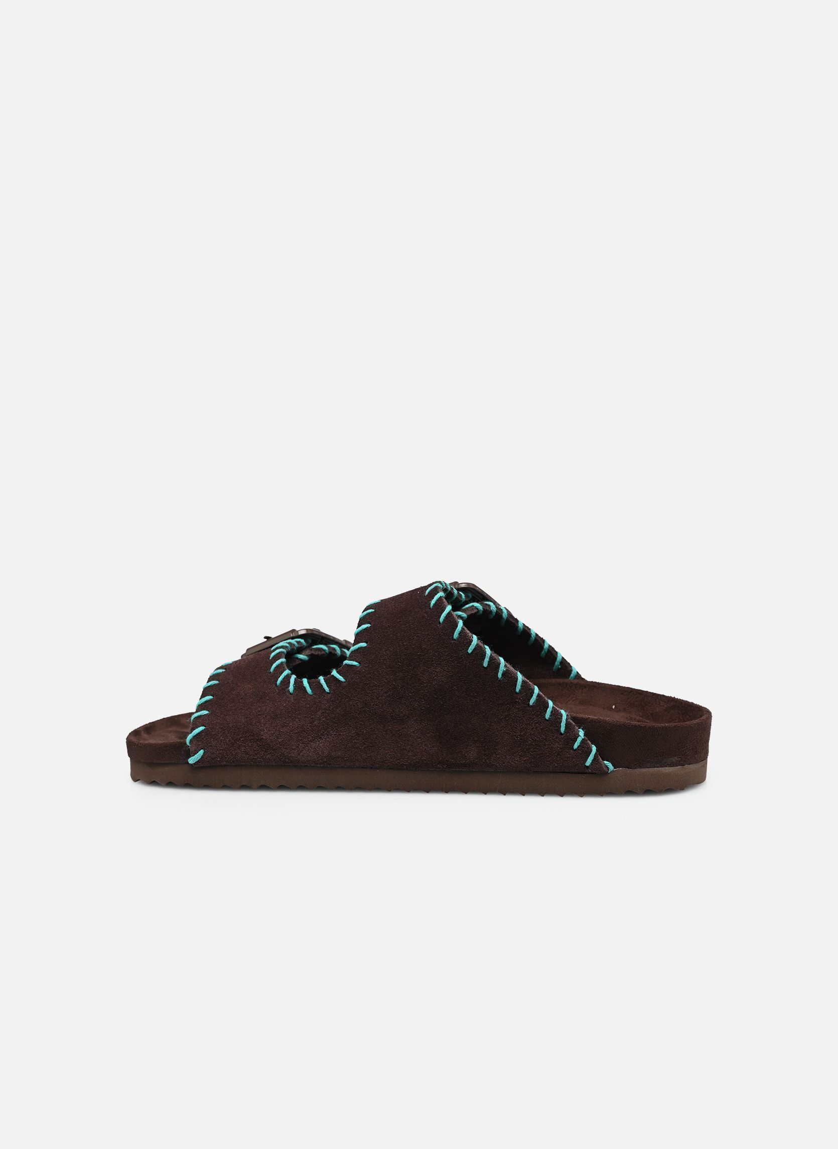 Mules Suede sandal with stitchings femme marron Colors of California Mules Suede sandal with stitchings femme marron MOKA
