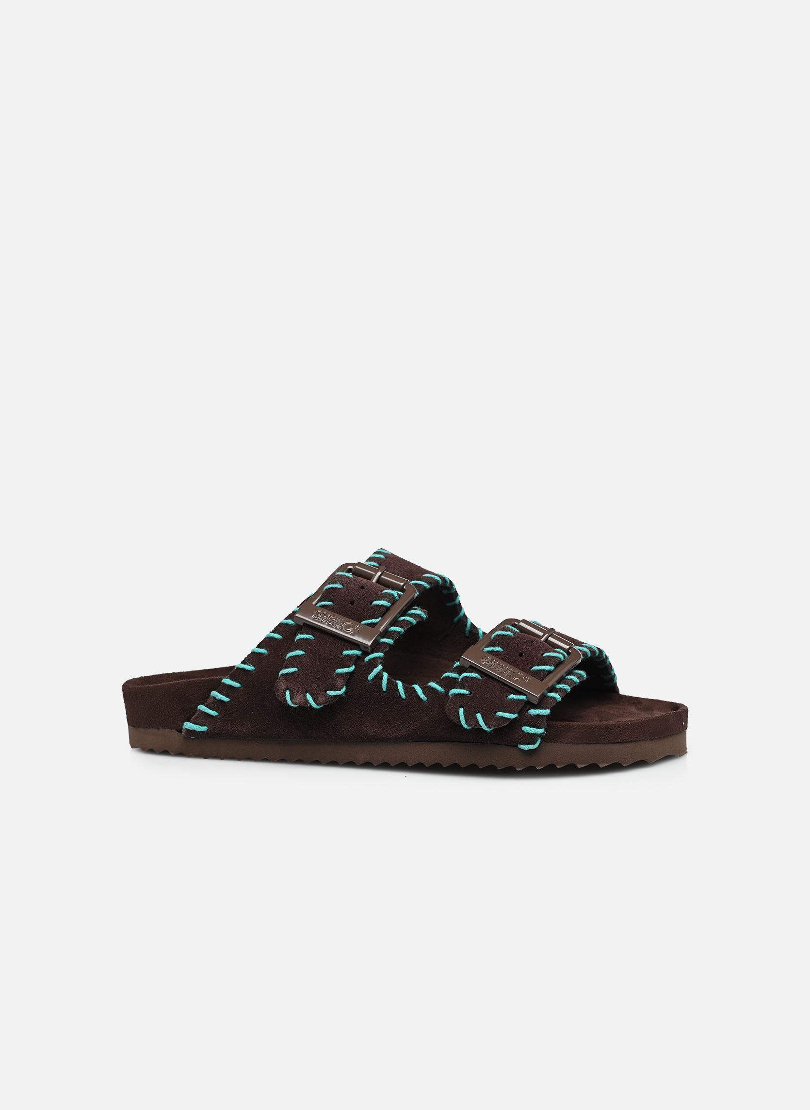 Mules Suede sandal with stitchings femme marron Colors of California Mules Suede sandal with stitchings femme marron MOKA