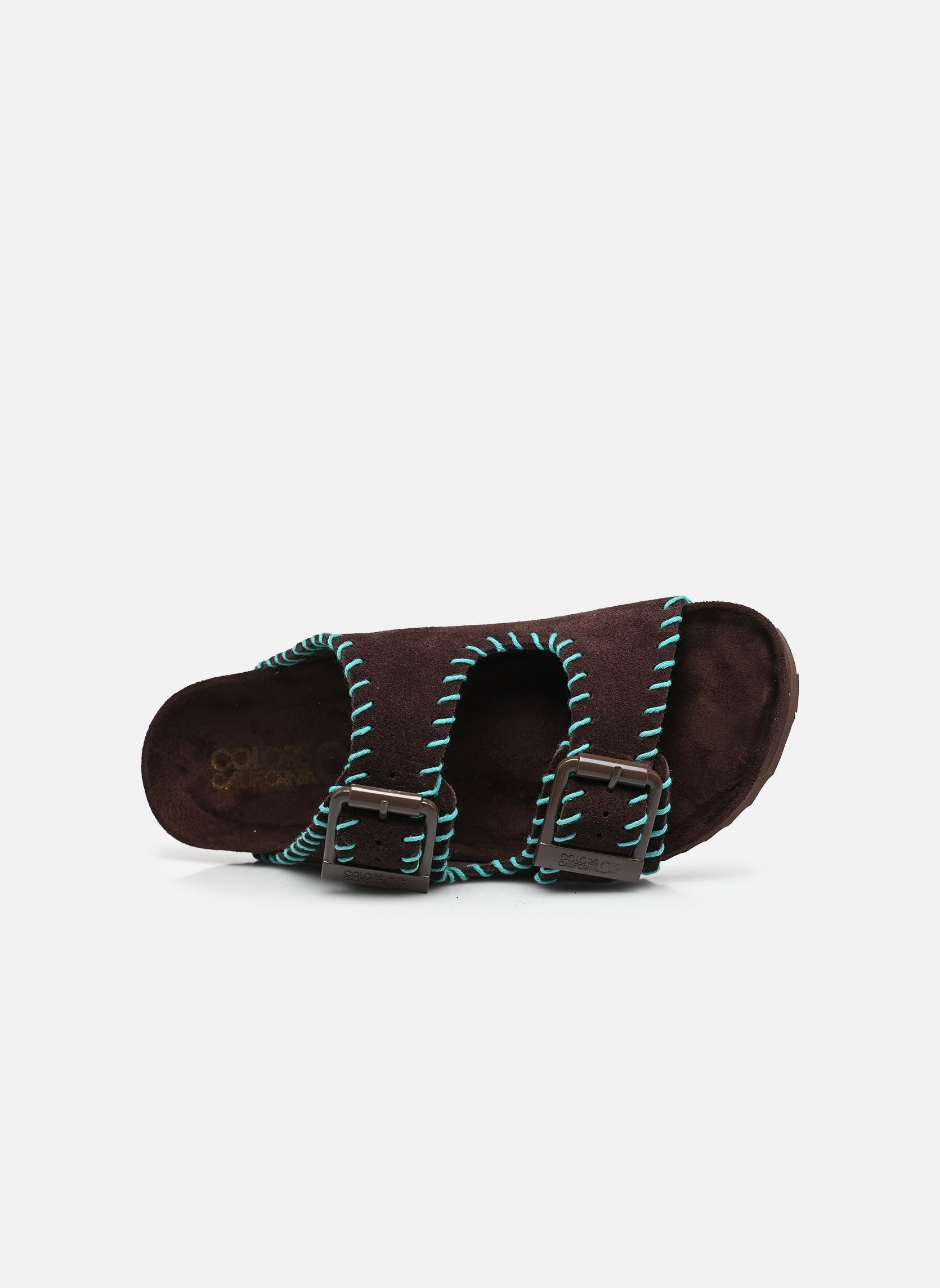 Mules Suede sandal with stitchings femme marron Colors of California Mules Suede sandal with stitchings femme marron MOKA