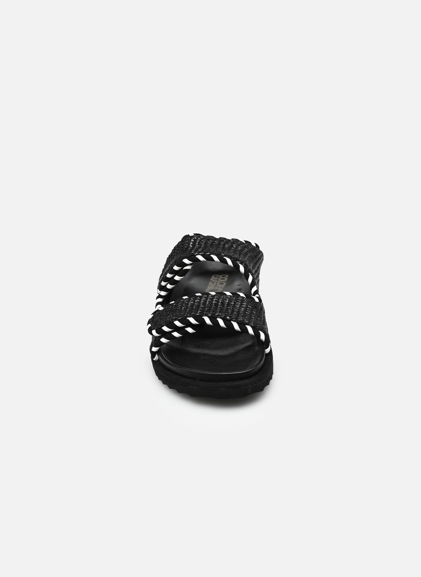 Mules Two strap sandal in raffia femme noir Colors of California Mules Two strap sandal in raffia femme noir BLACK