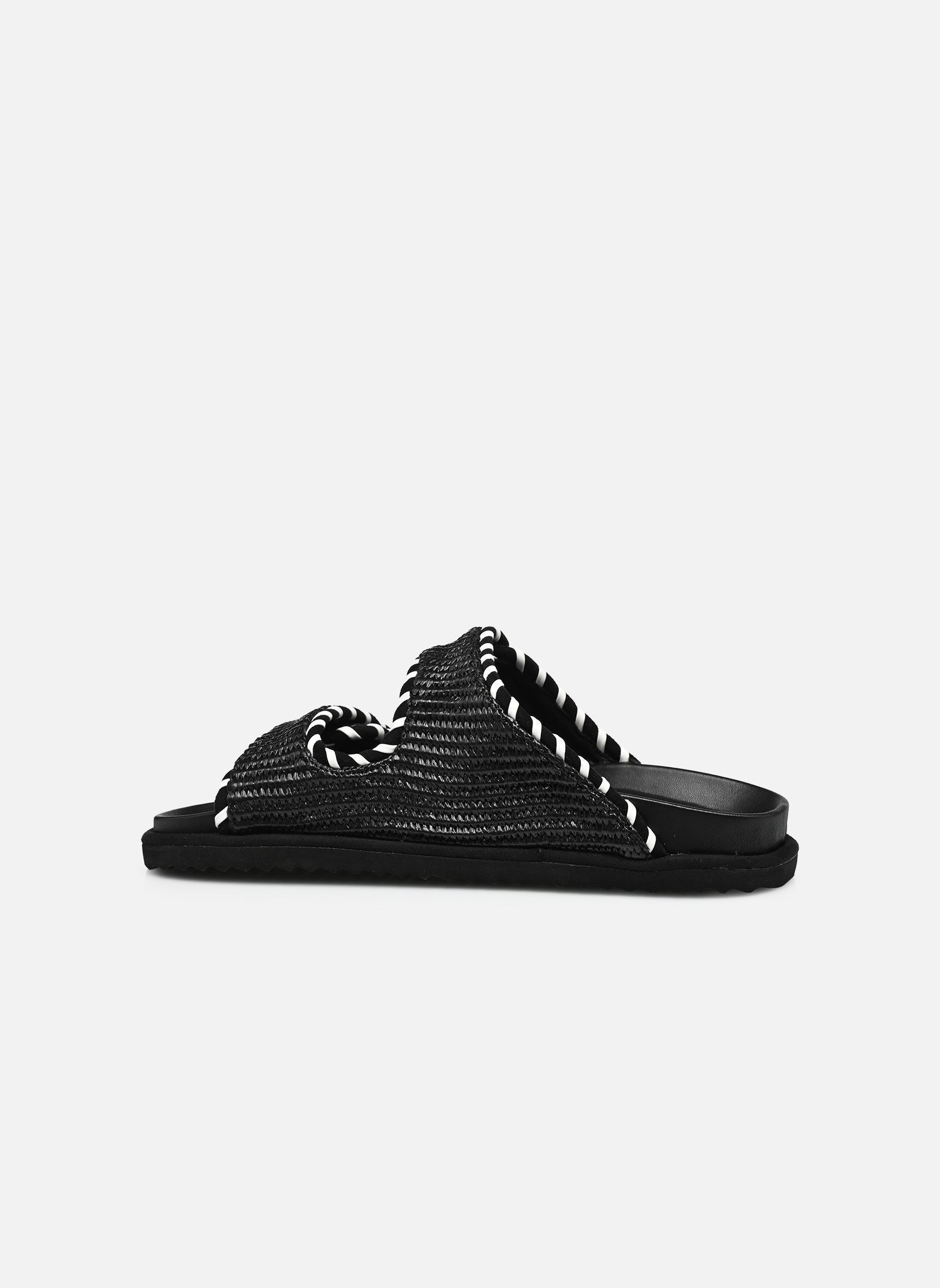 Mules Two strap sandal in raffia femme noir Colors of California Mules Two strap sandal in raffia femme noir BLACK