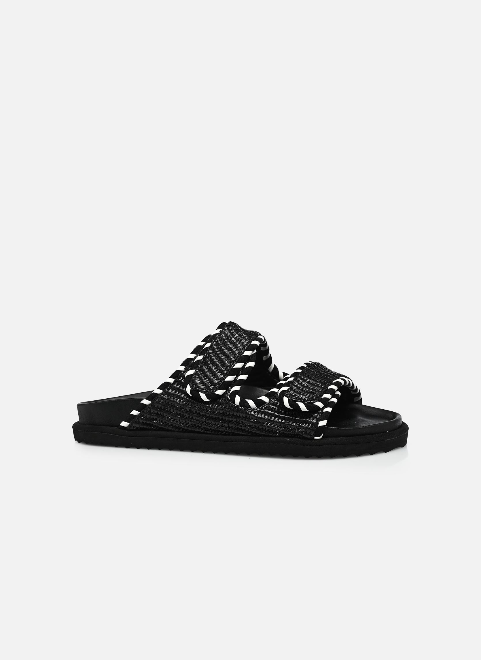 Mules Two strap sandal in raffia femme noir Colors of California Mules Two strap sandal in raffia femme noir BLACK