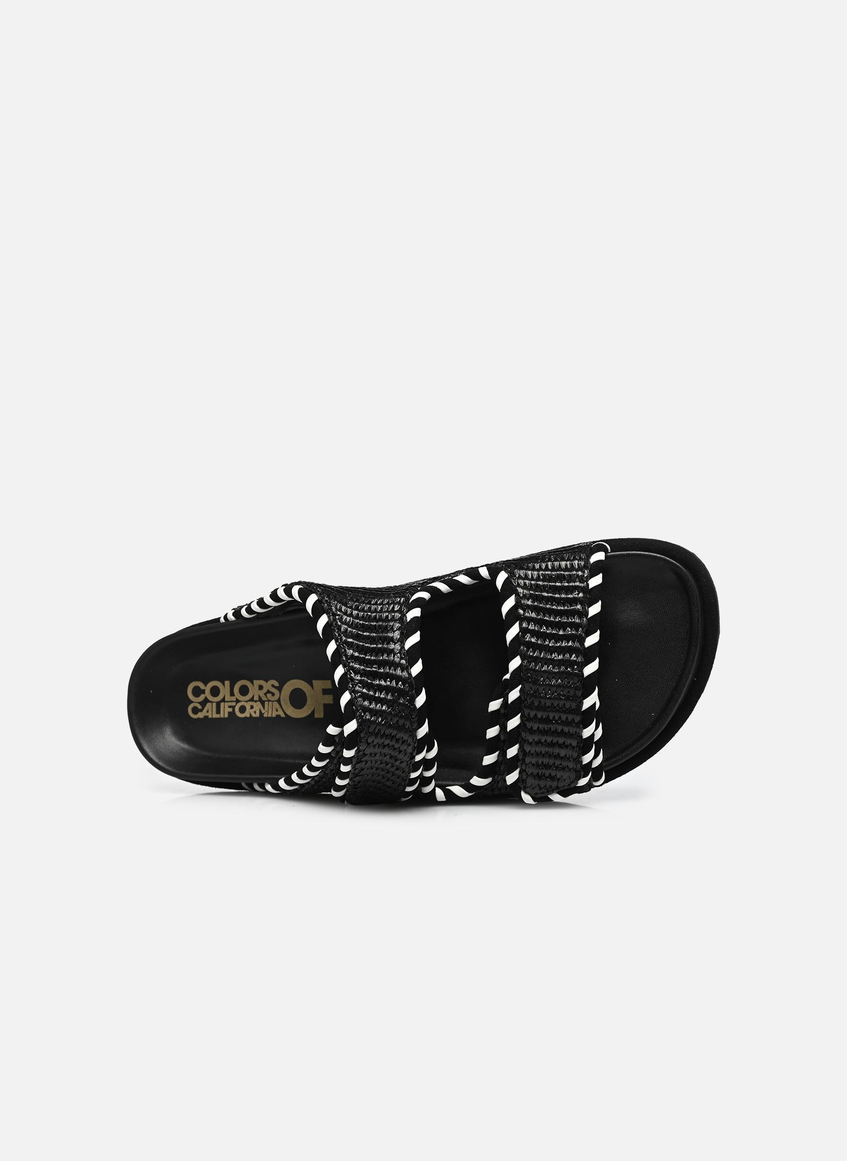 Mules Two strap sandal in raffia femme noir Colors of California Mules Two strap sandal in raffia femme noir BLACK