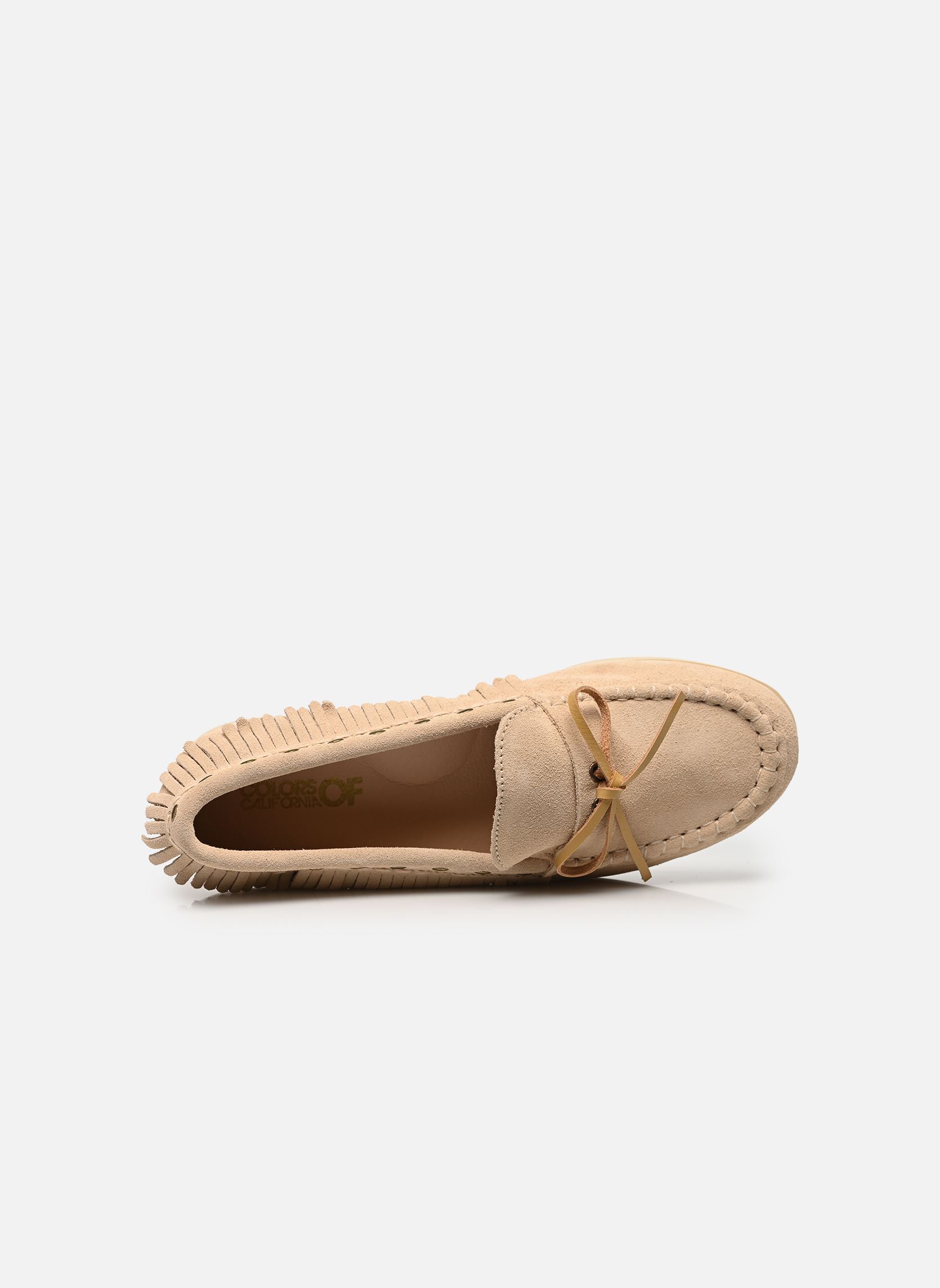 Loafer Cow suede sfringed boat shoe damen beige Colors of California Loafer Cow suede sfringed boat shoe damen beige WHITE