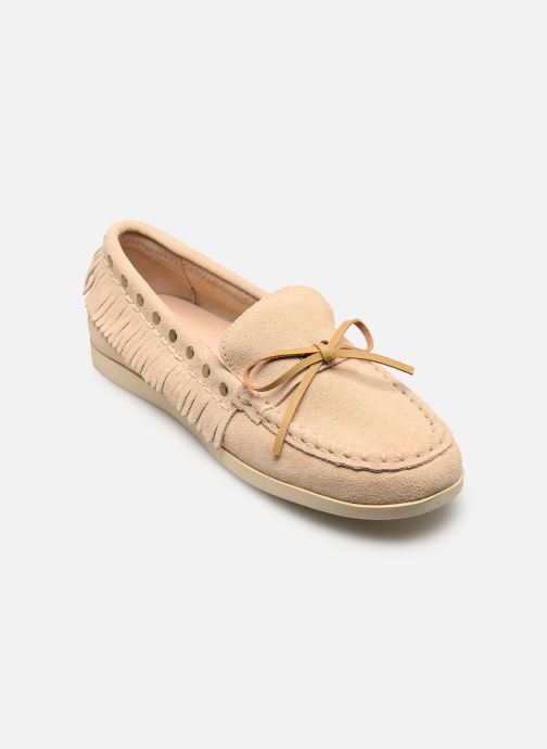 Colors of California Loafer Cow suede sfringed boat shoe damen beige