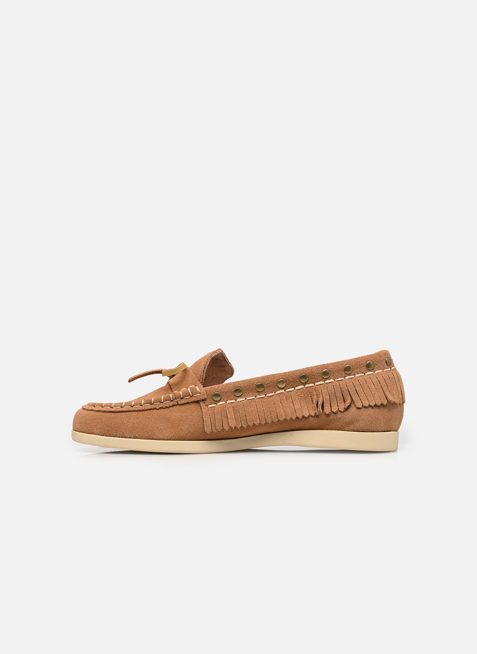 Mocassins Cow suede sfringed boat shoe femme marron Colors of California Mocassins Cow suede sfringed boat shoe femme marron TAN