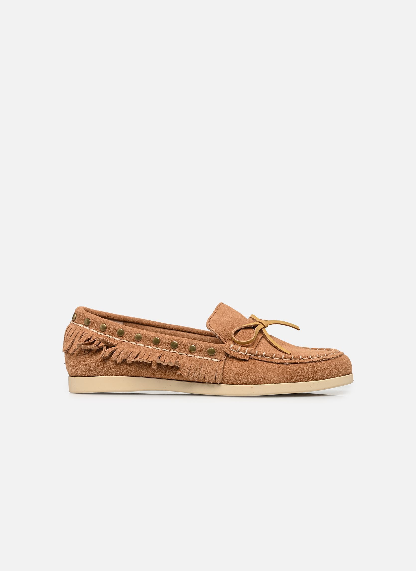 Mocassins Cow suede sfringed boat shoe femme marron Colors of California Mocassins Cow suede sfringed boat shoe femme marron TAN