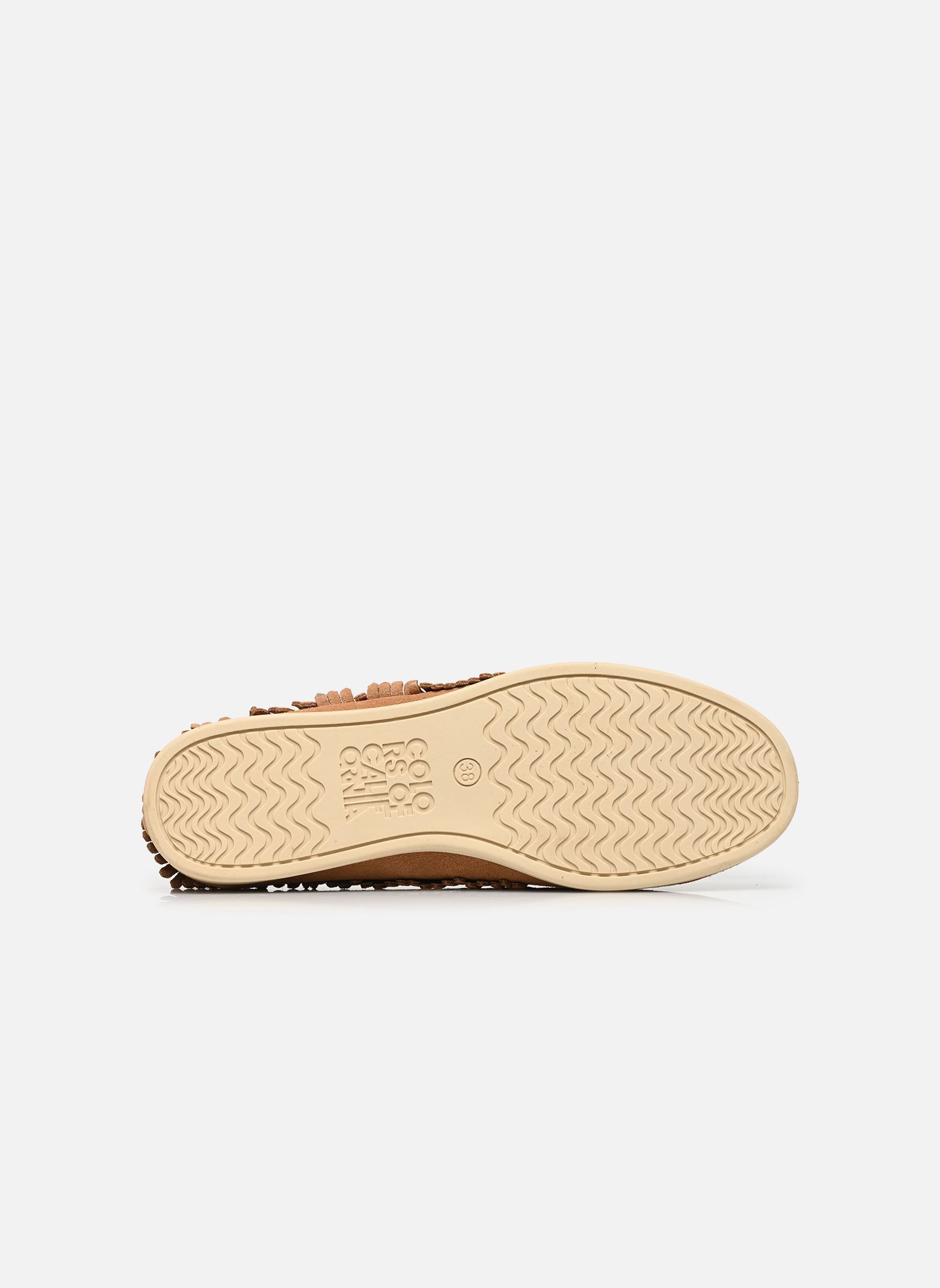 Mocassins Cow suede sfringed boat shoe femme marron Colors of California Mocassins Cow suede sfringed boat shoe femme marron TAN