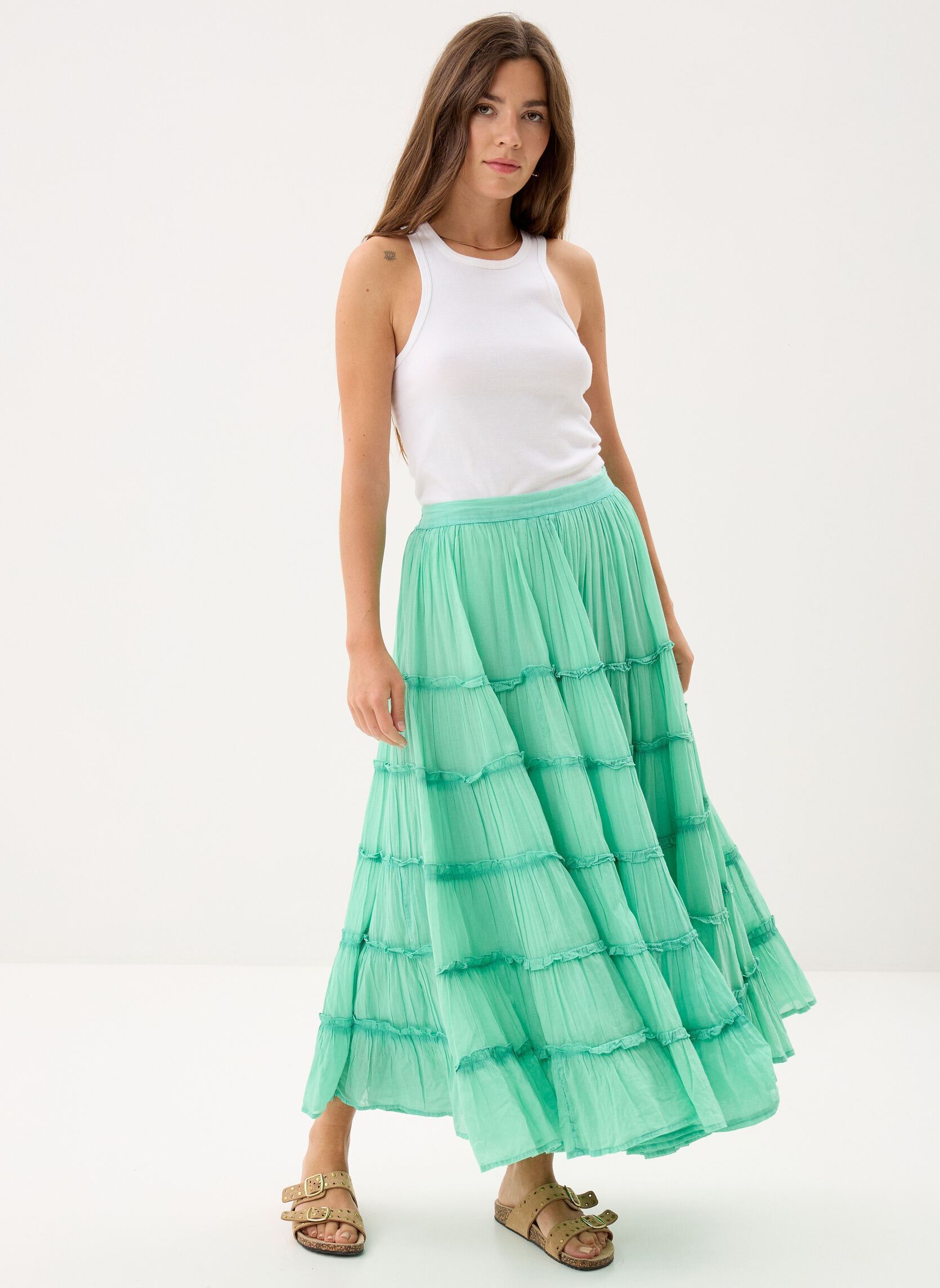 Faldas largas 301 . Jupe Maxi Gaia mujer verde Stella Forest Faldas largas 301 . Jupe Maxi Gaia mujer verde CELADON