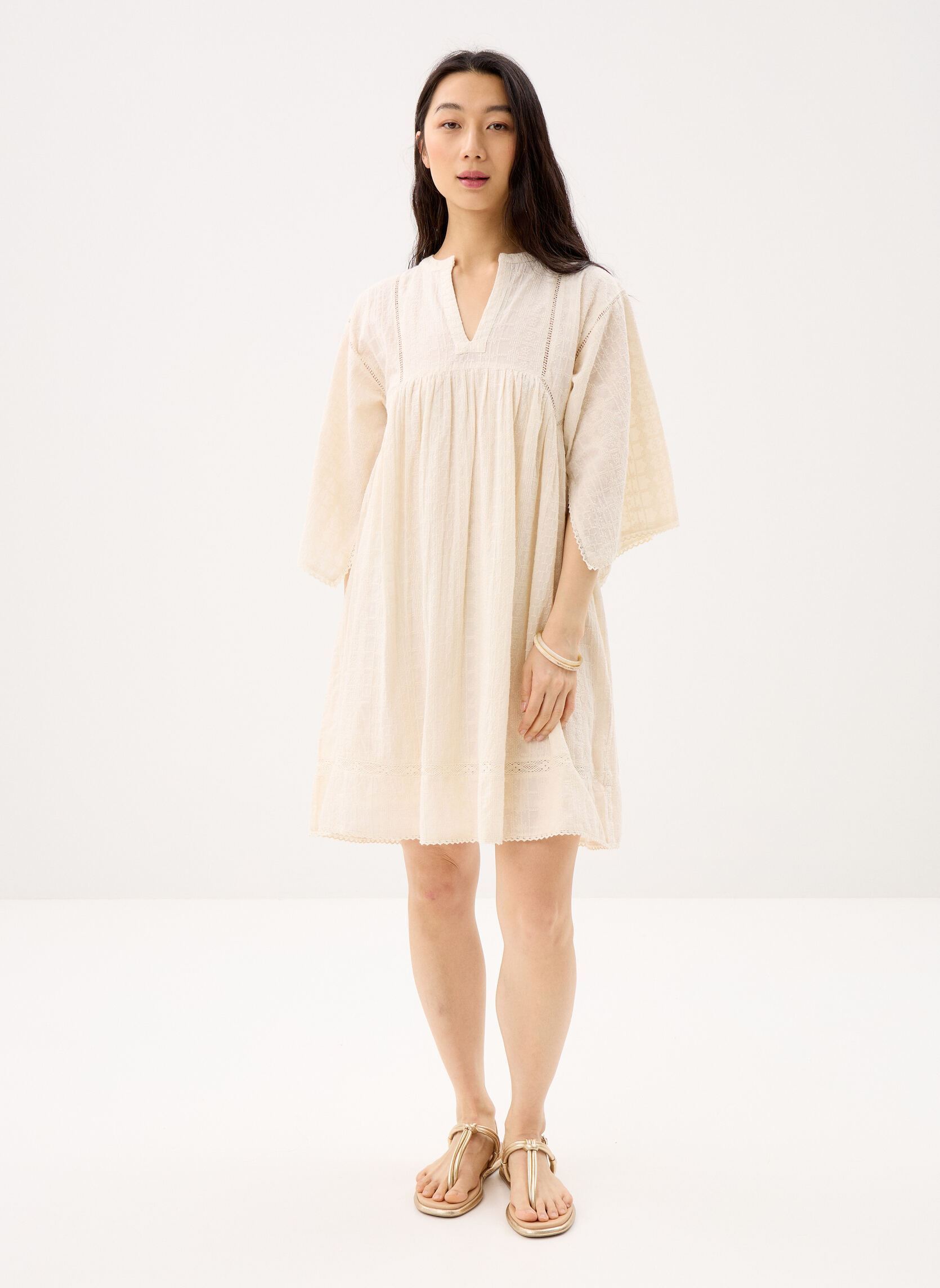 Kleider 109 . Robe Courte 3/4 Eloise damen weiß Stella Forest Kleider 109 . Robe Courte 3/4 Eloise damen weiß ECRU