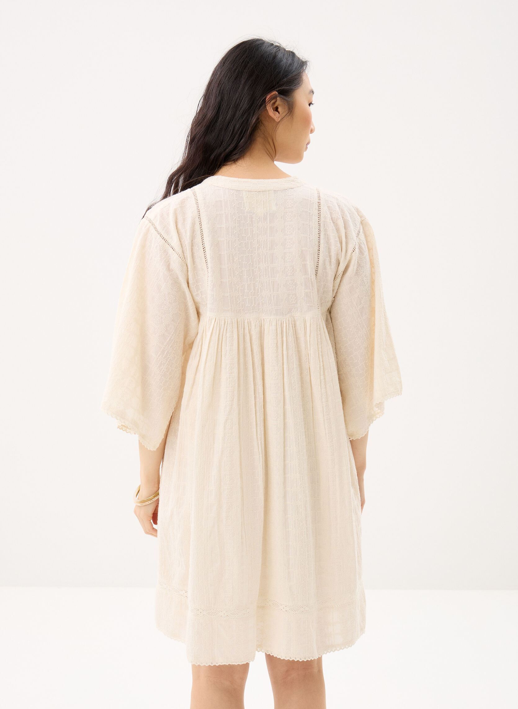 Kleider 109 . Robe Courte 3/4 Eloise damen weiß Stella Forest Kleider 109 . Robe Courte 3/4 Eloise damen weiß ECRU