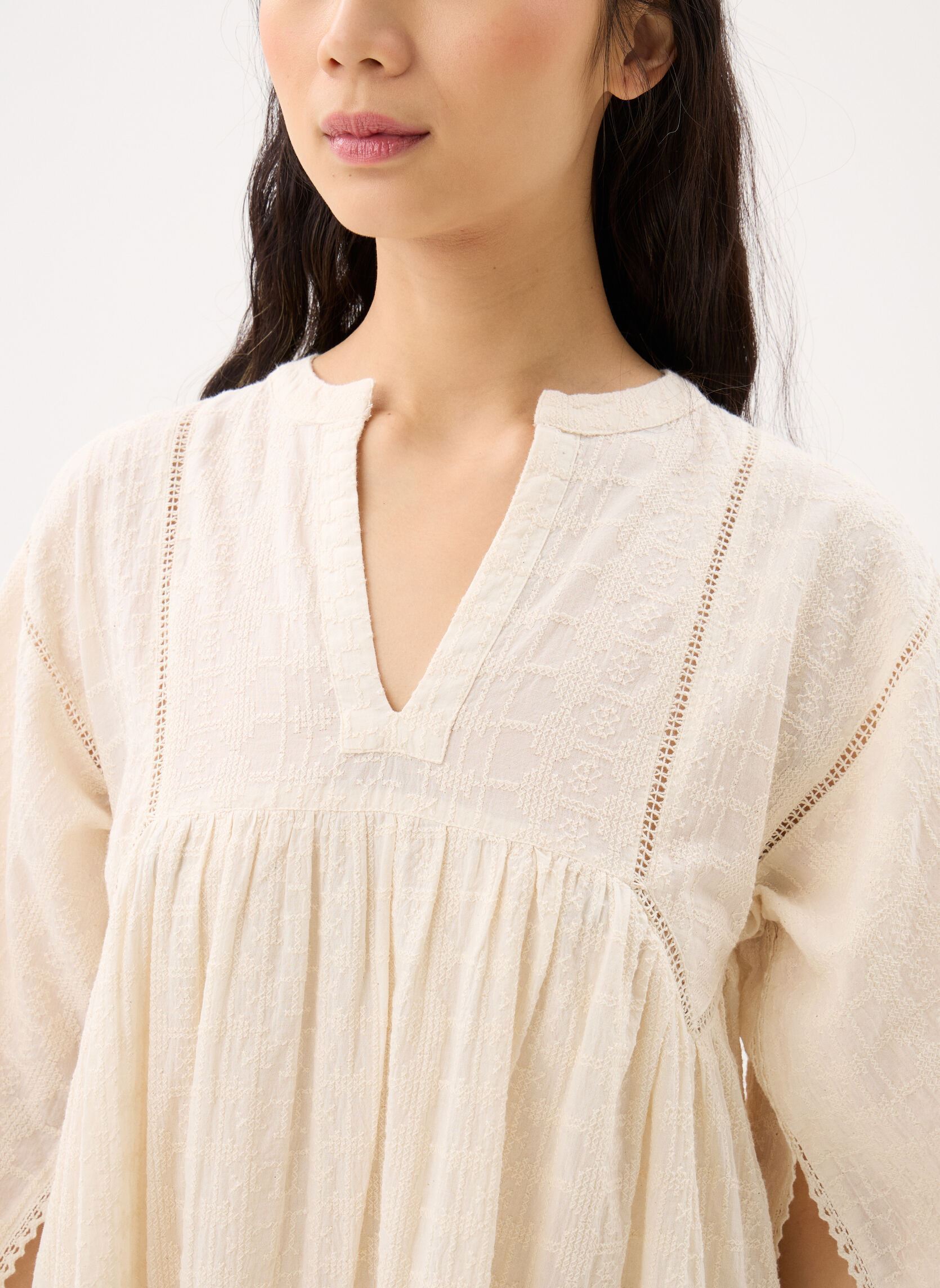 Kleider 109 . Robe Courte 3/4 Eloise damen weiß Stella Forest Kleider 109 . Robe Courte 3/4 Eloise damen weiß ECRU