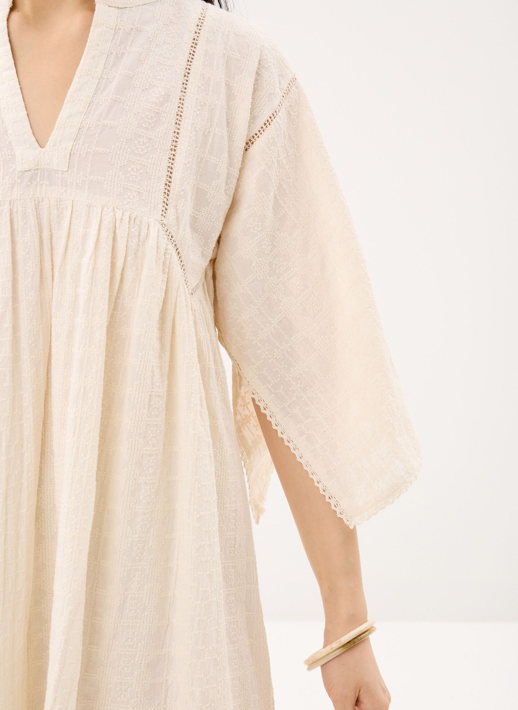 Kleider 109 . Robe Courte 3/4 Eloise damen weiß Stella Forest Kleider 109 . Robe Courte 3/4 Eloise damen weiß ECRU