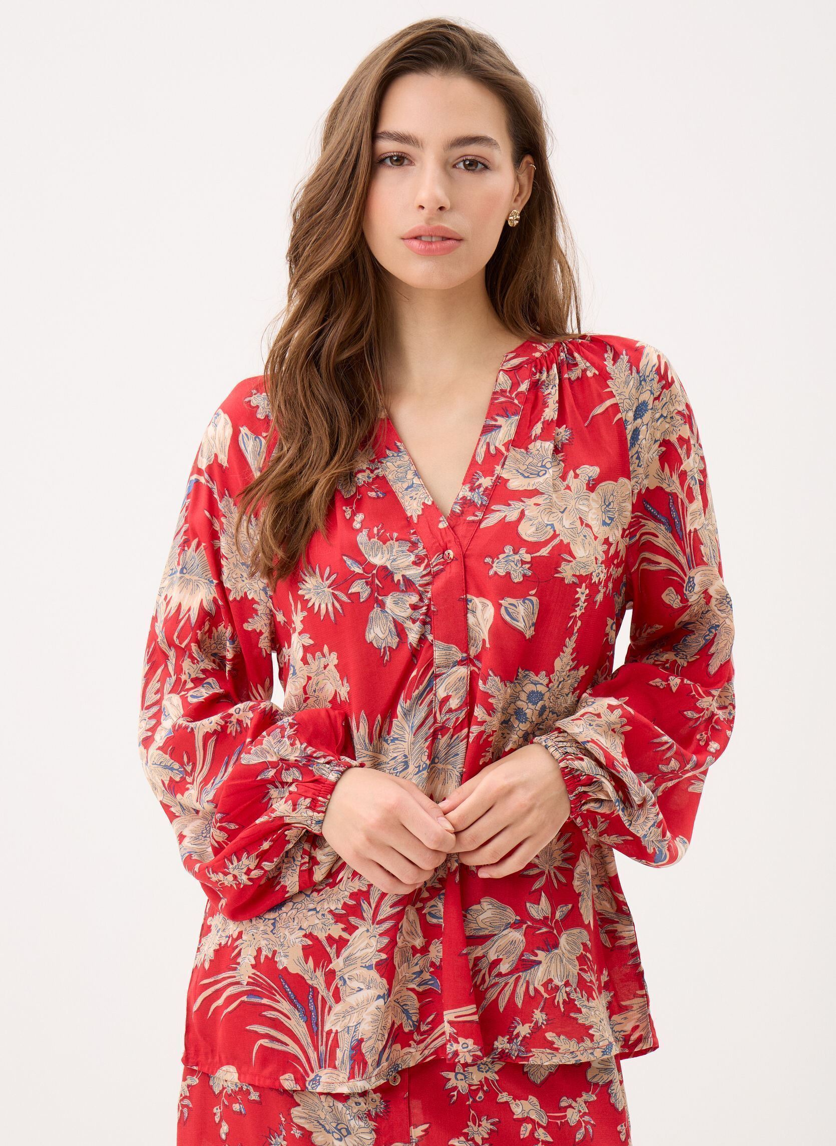 Langarm-Blusen 13 . Tunique Ml Flavie damen rot Stella Forest Langarm-Blusen 13 . Tunique Ml Flavie damen rot ROUGE