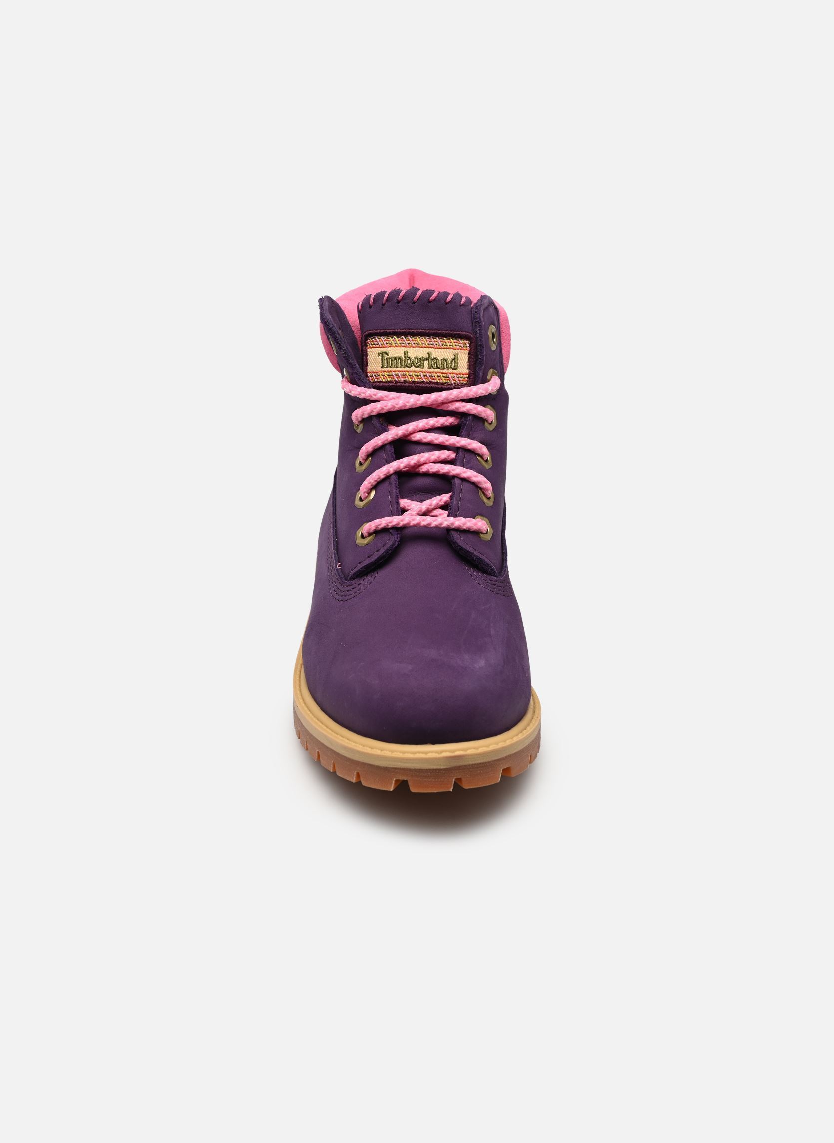 Stiefeletten / Ankle Boots Premium 6 INCH LACE UP WB mädchen violett Timberland Stiefeletten / Ankle Boots Premium 6 INCH LACE UP WB mädchen violett DK PURPLE NUBUCK W LTPINK
