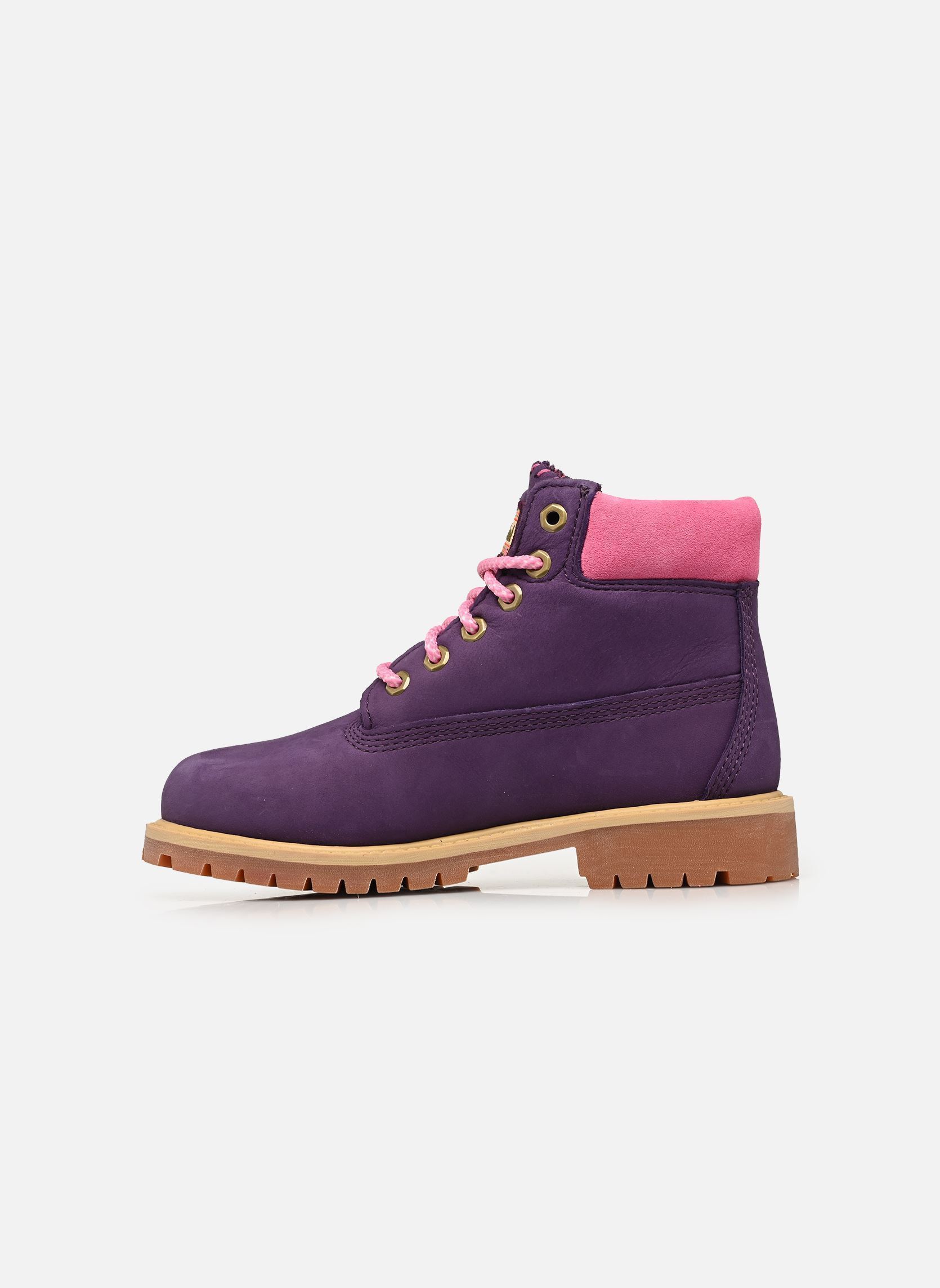 Stiefeletten / Ankle Boots Premium 6 INCH LACE UP WB mädchen violett Timberland Stiefeletten / Ankle Boots Premium 6 INCH LACE UP WB mädchen violett DK PURPLE NUBUCK W LTPINK