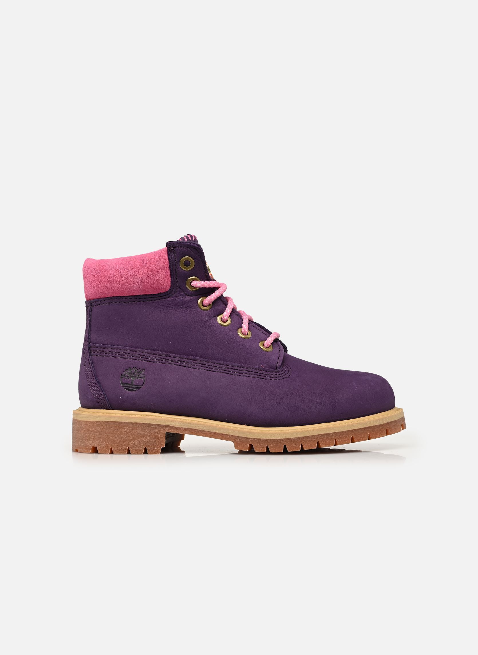 Stiefeletten / Ankle Boots Premium 6 INCH LACE UP WB mädchen violett Timberland Stiefeletten / Ankle Boots Premium 6 INCH LACE UP WB mädchen violett DK PURPLE NUBUCK W LTPINK