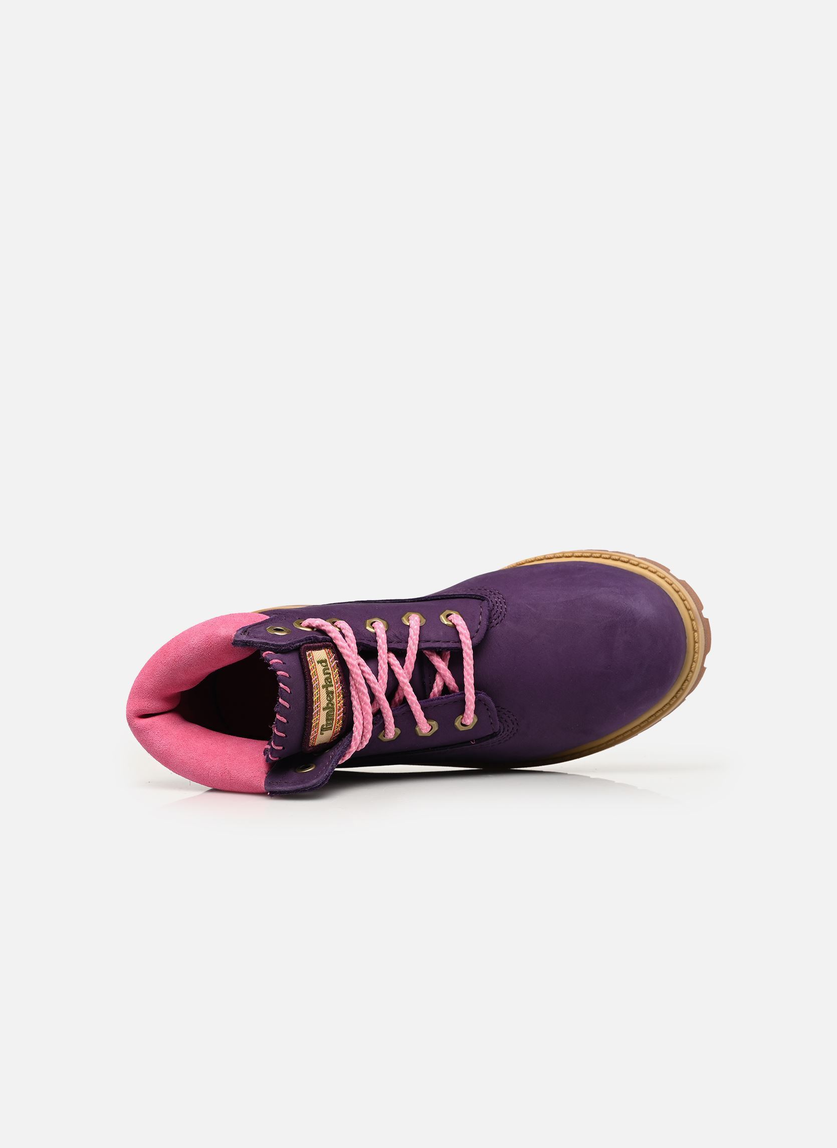Stiefeletten / Ankle Boots Premium 6 INCH LACE UP WB mädchen violett Timberland Stiefeletten / Ankle Boots Premium 6 INCH LACE UP WB mädchen violett DK PURPLE NUBUCK W LTPINK