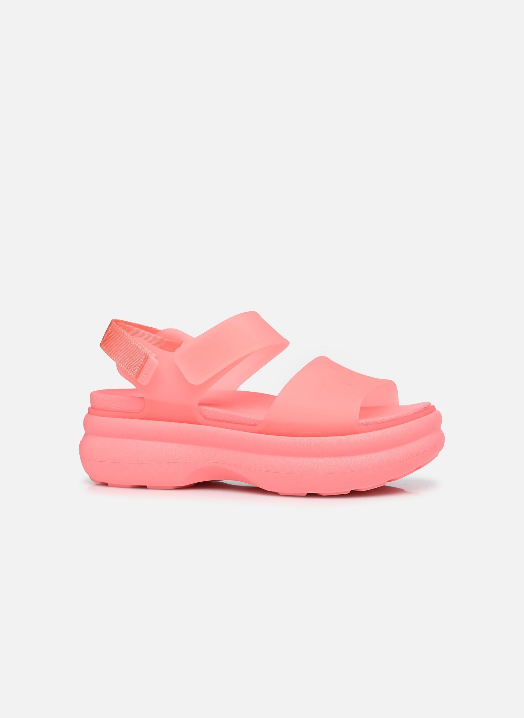 Sandalen met sleehak en plateau Soho Frosted Y Strap Sandal dames roze Crocs Sandalen met sleehak en plateau Soho Frosted Y Strap Sandal dames roze Guava