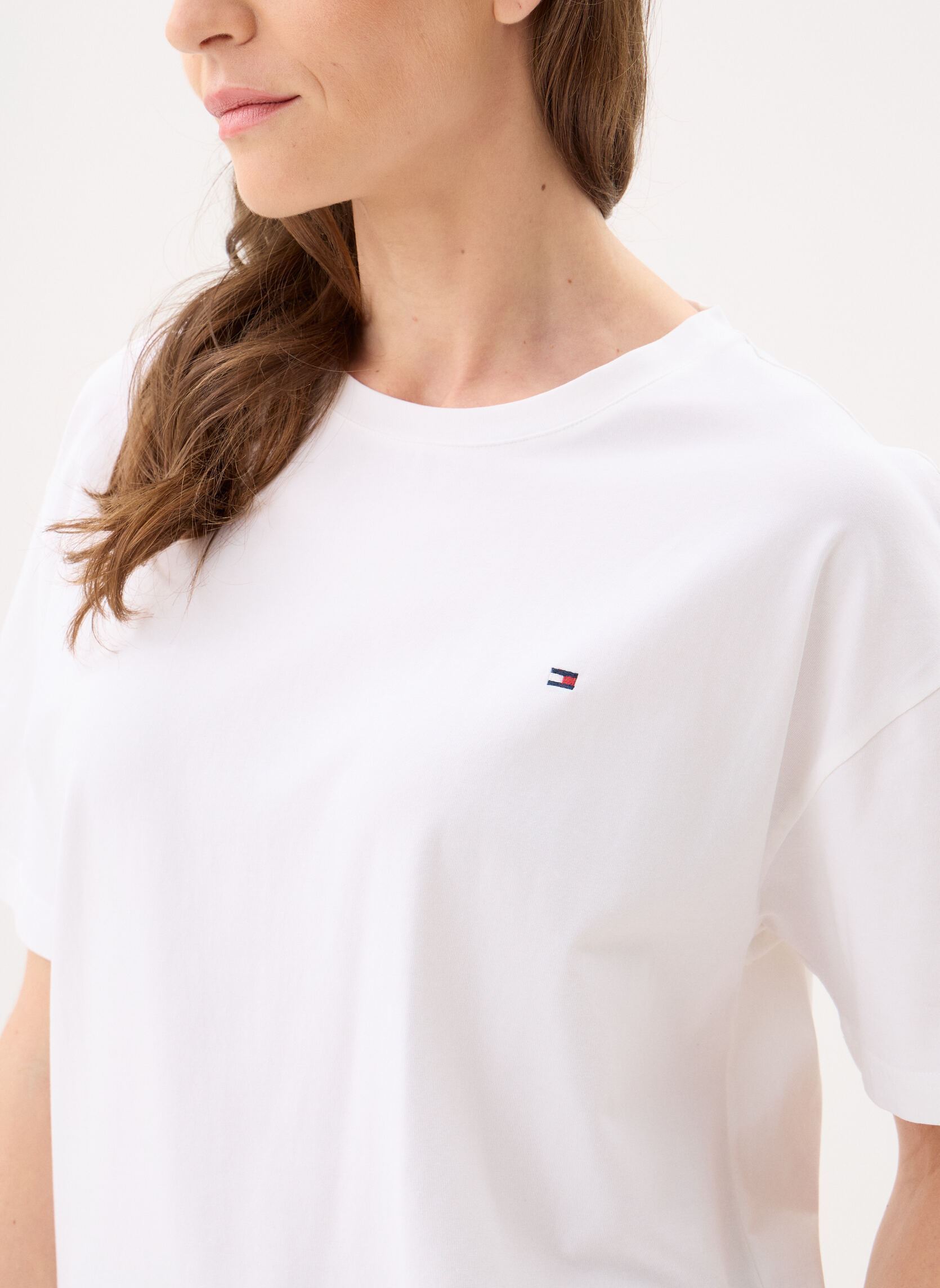 Kleding Jersey Tee Seersucke dames blauw Tommy Hilfiger Kleding Jersey Tee Seersucke dames blauw WHITE / ITHACA BRISK BLUE