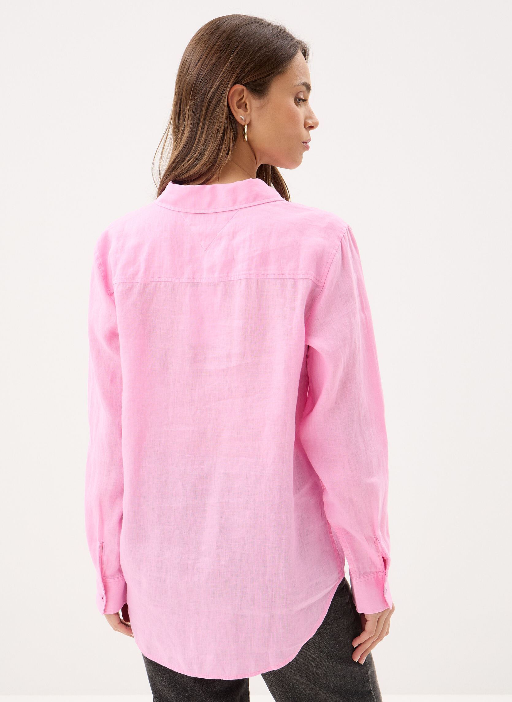 Lange mouw overhemden Ess Linen Relaxed Ls WW0WW44679 dames roze Tommy Hilfiger Lange mouw overhemden Ess Linen Relaxed Ls WW0WW44679 dames roze ROSE PETAL
