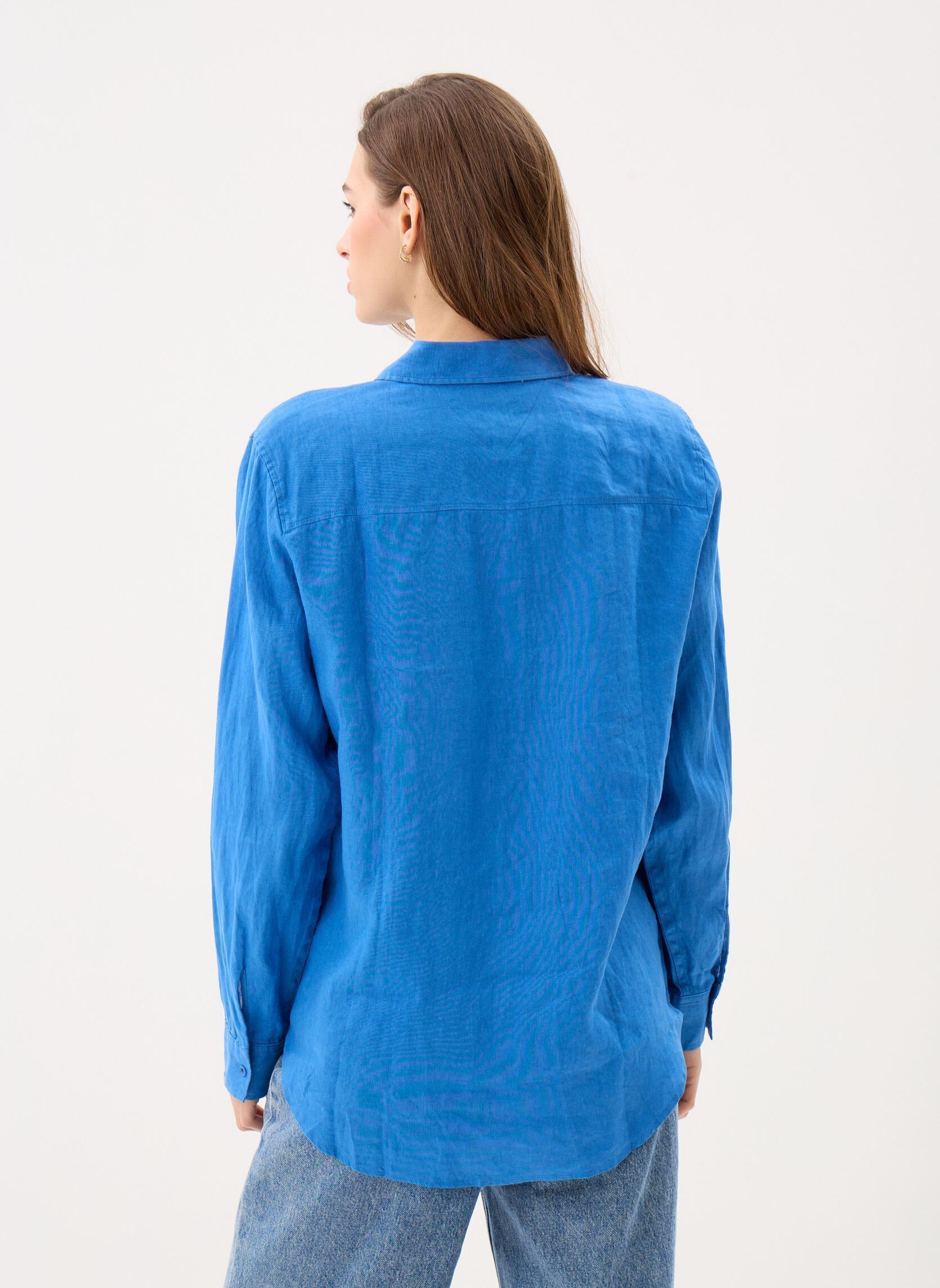 Langarm-Hemden Ess Linen Relaxed Ls WW0WW44679 damen blau Tommy Hilfiger Langarm-Hemden Ess Linen Relaxed Ls WW0WW44679 damen blau BLUE ORBIT