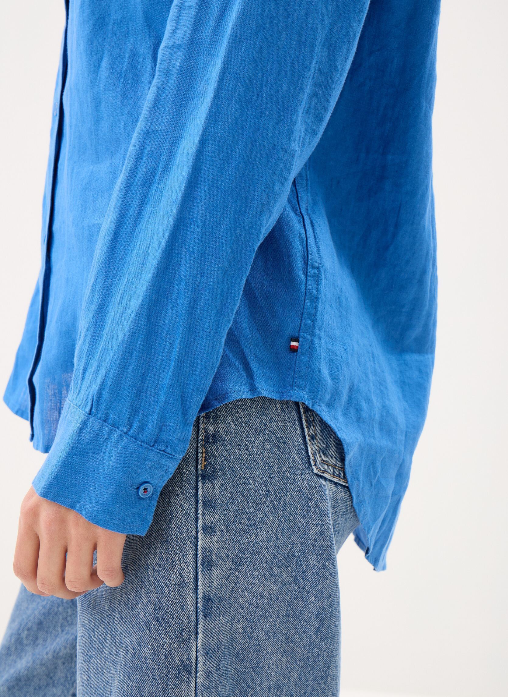 Langarm-Hemden Ess Linen Relaxed Ls WW0WW44679 damen blau Tommy Hilfiger Langarm-Hemden Ess Linen Relaxed Ls WW0WW44679 damen blau BLUE ORBIT