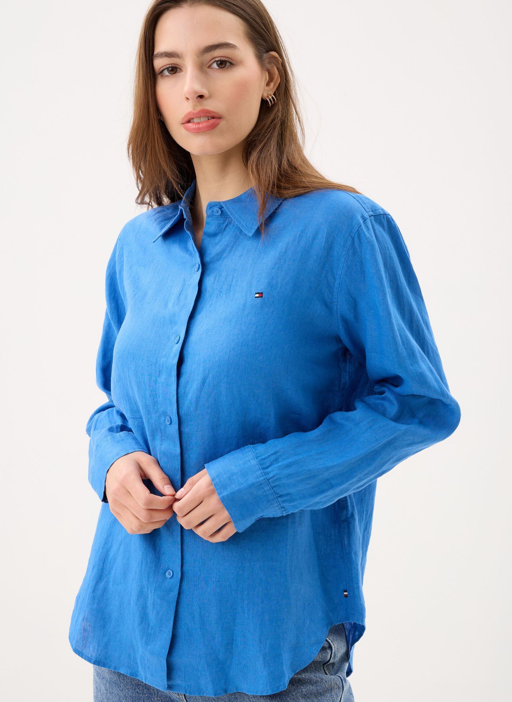 Vêtements Tommy Hilfiger Ess Linen Relaxed Ls WW0WW44679 pour