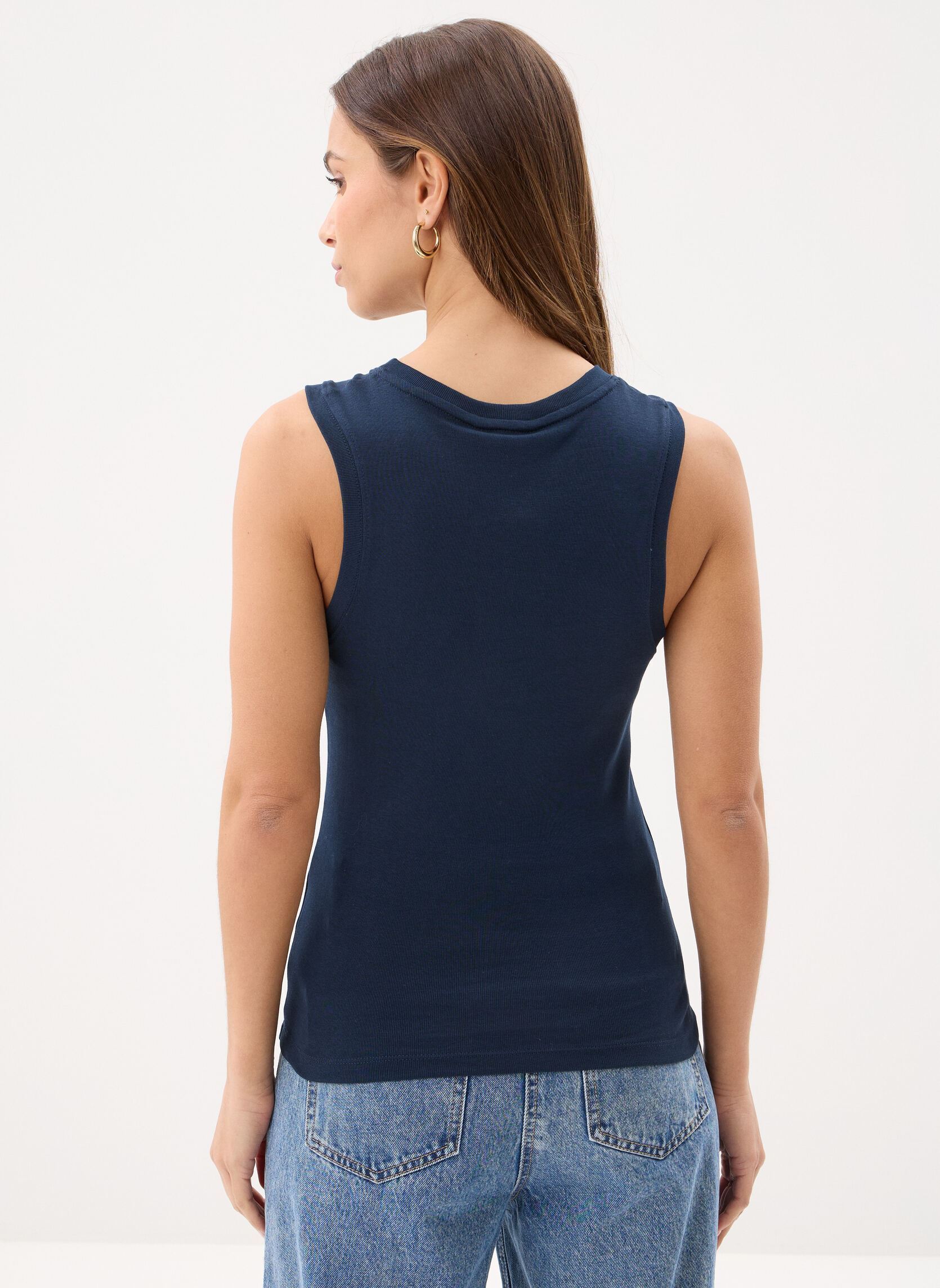 Tanktops Slim Cody C-Nk Tank WW0WW47806 damen blau Tommy Hilfiger Tanktops Slim Cody C-Nk Tank WW0WW47806 damen blau DARK NIGHT NAVY